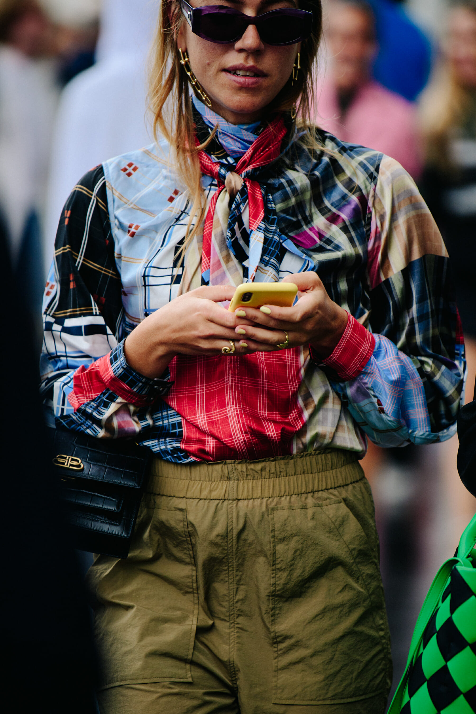 Woman wearing check shirt