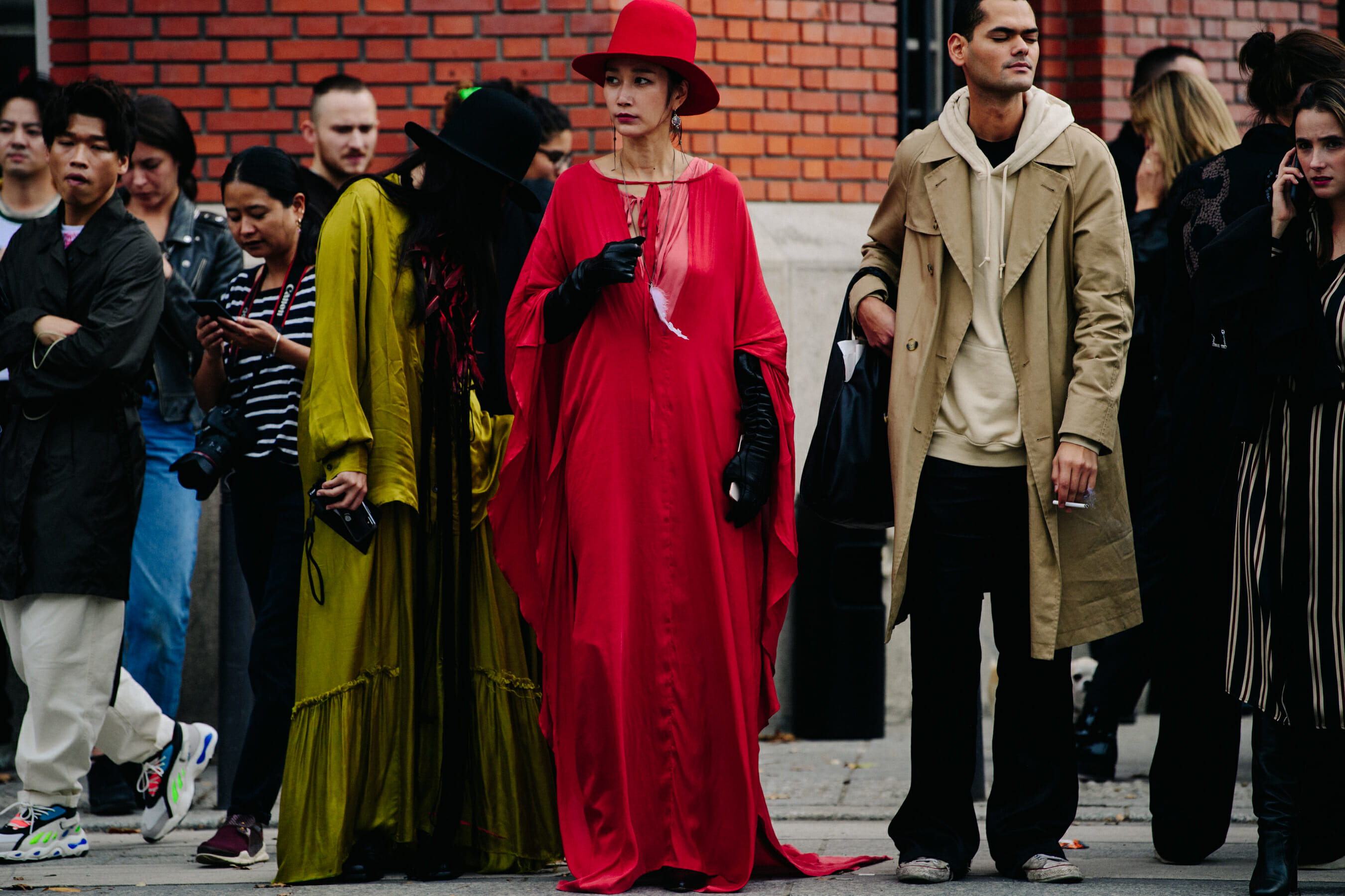 Woman wearing red dress