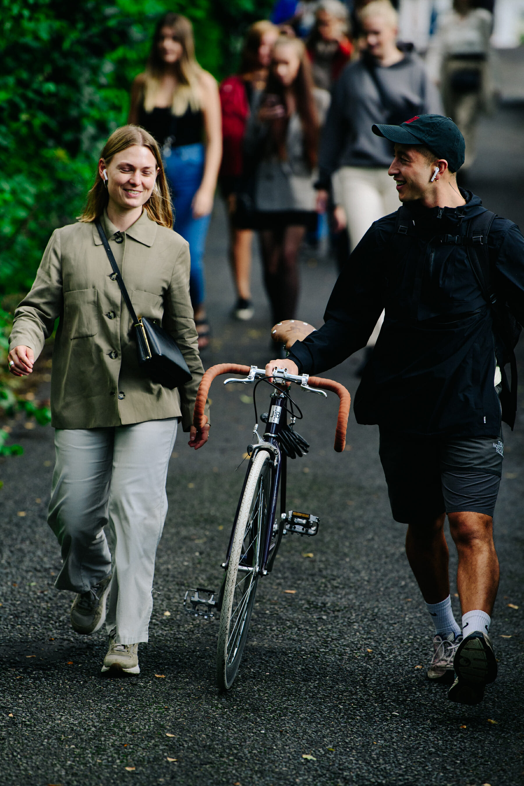 Couple wearing grey outfits