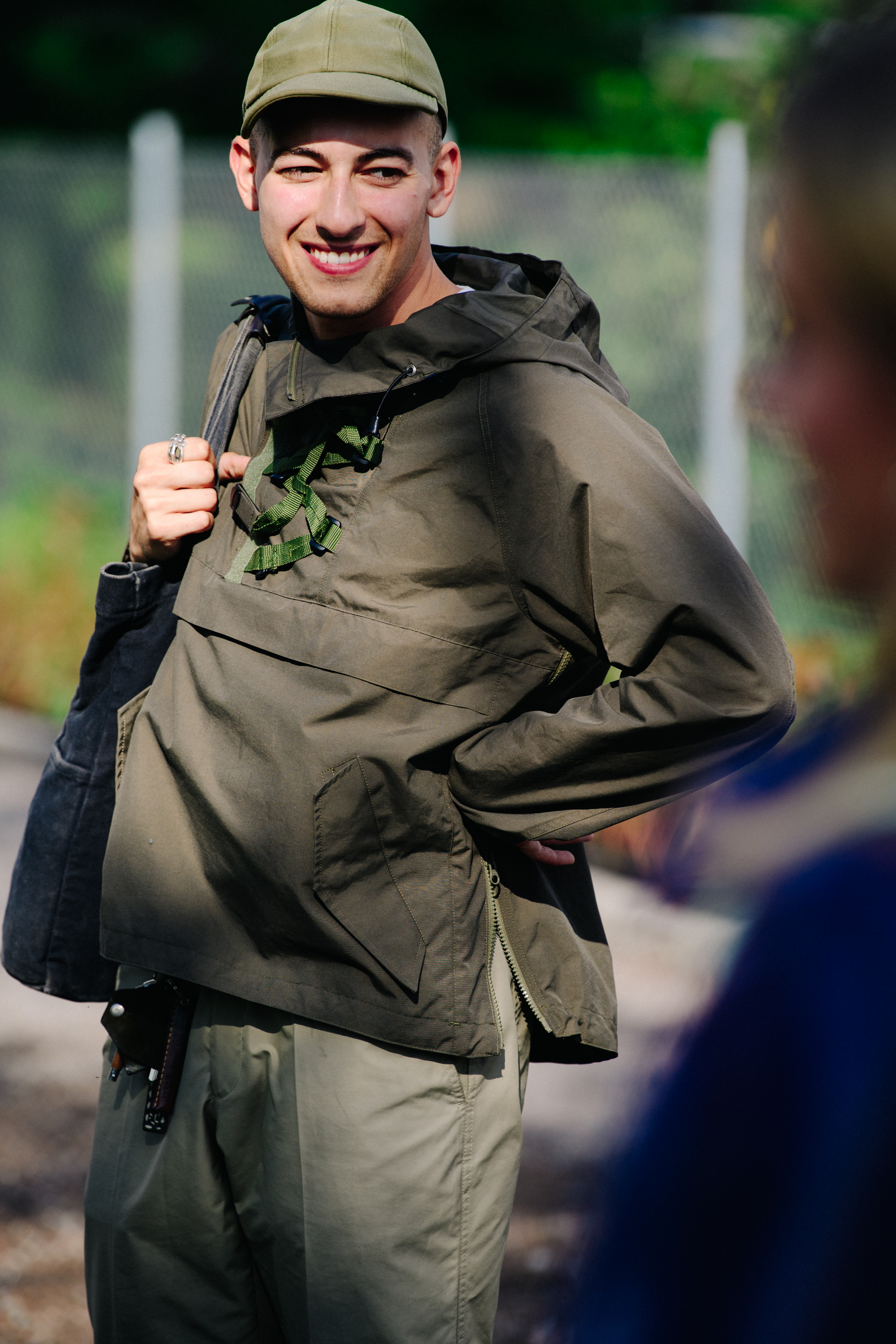Man wearing brown overshirt