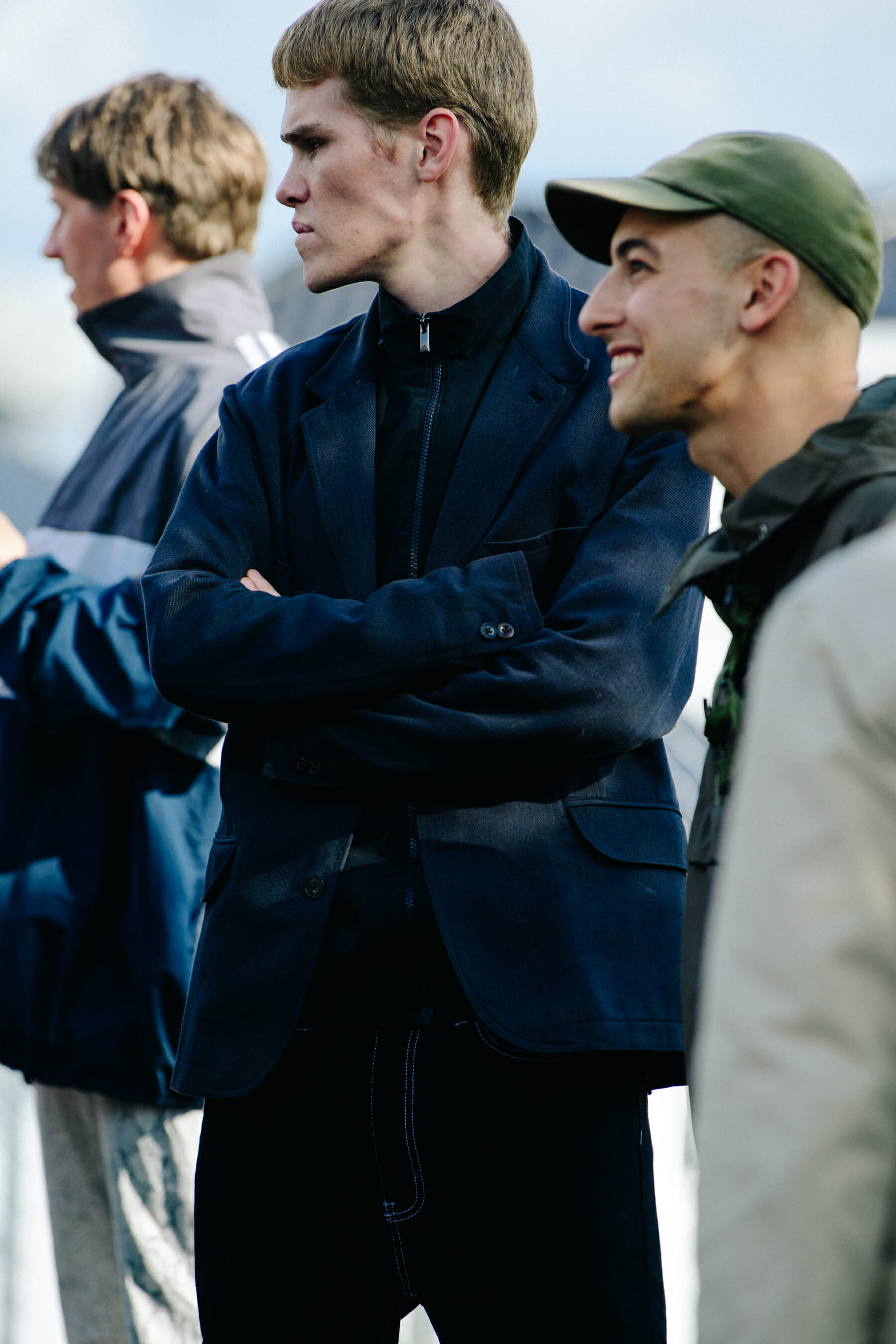 Man wearing black suit jacket