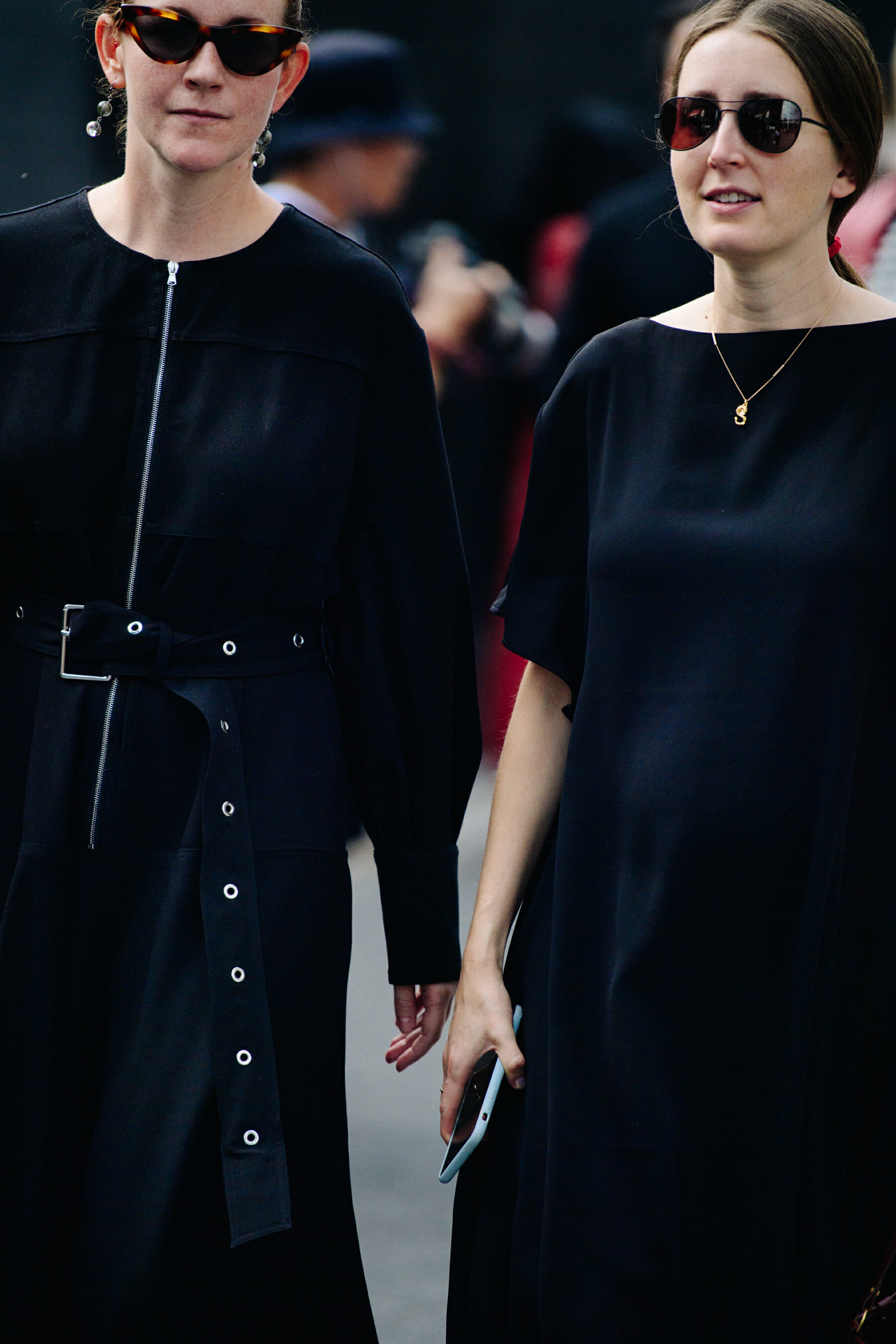 Woman wearing black dress