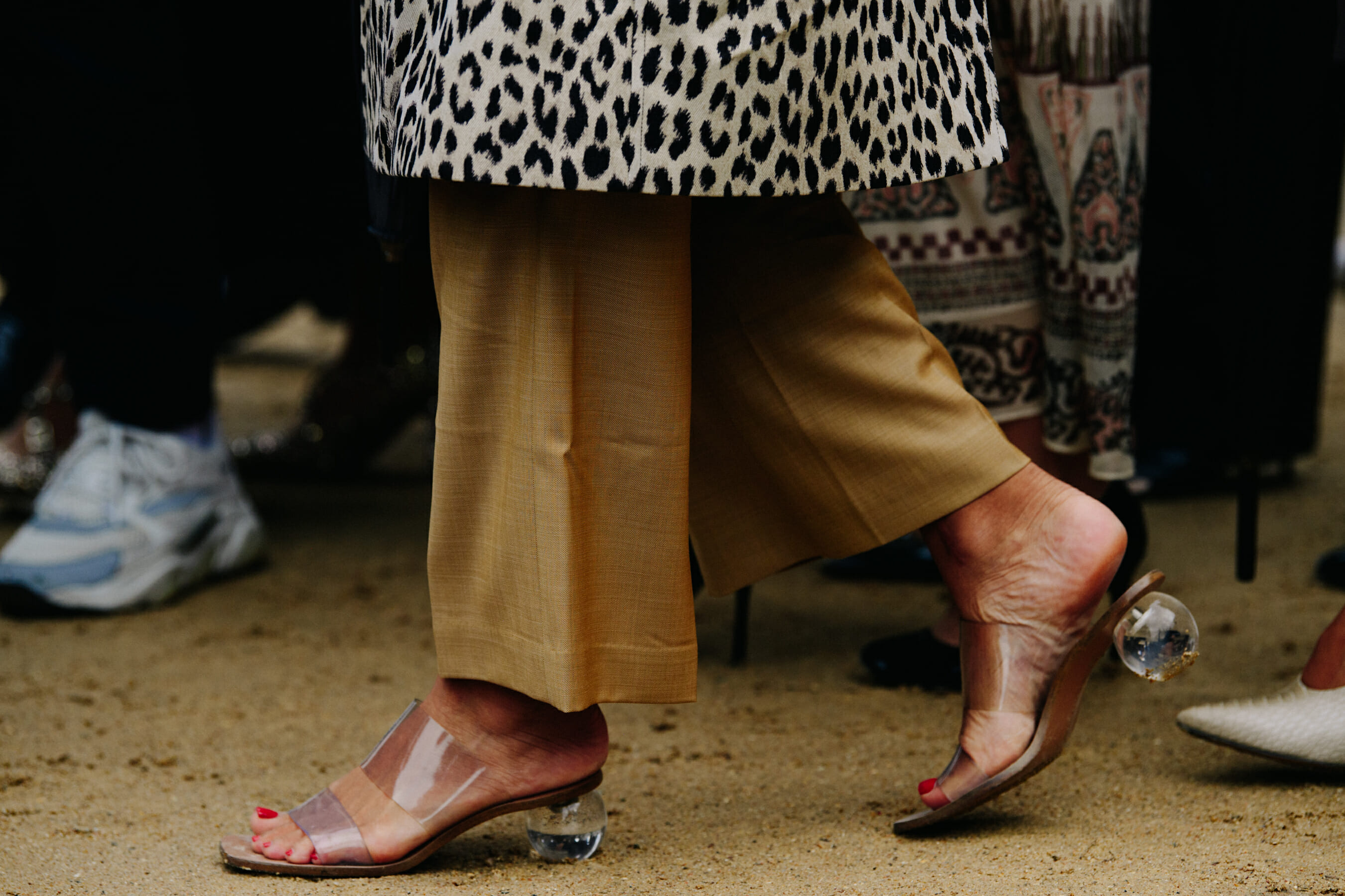 Woman wearing plastic shoes