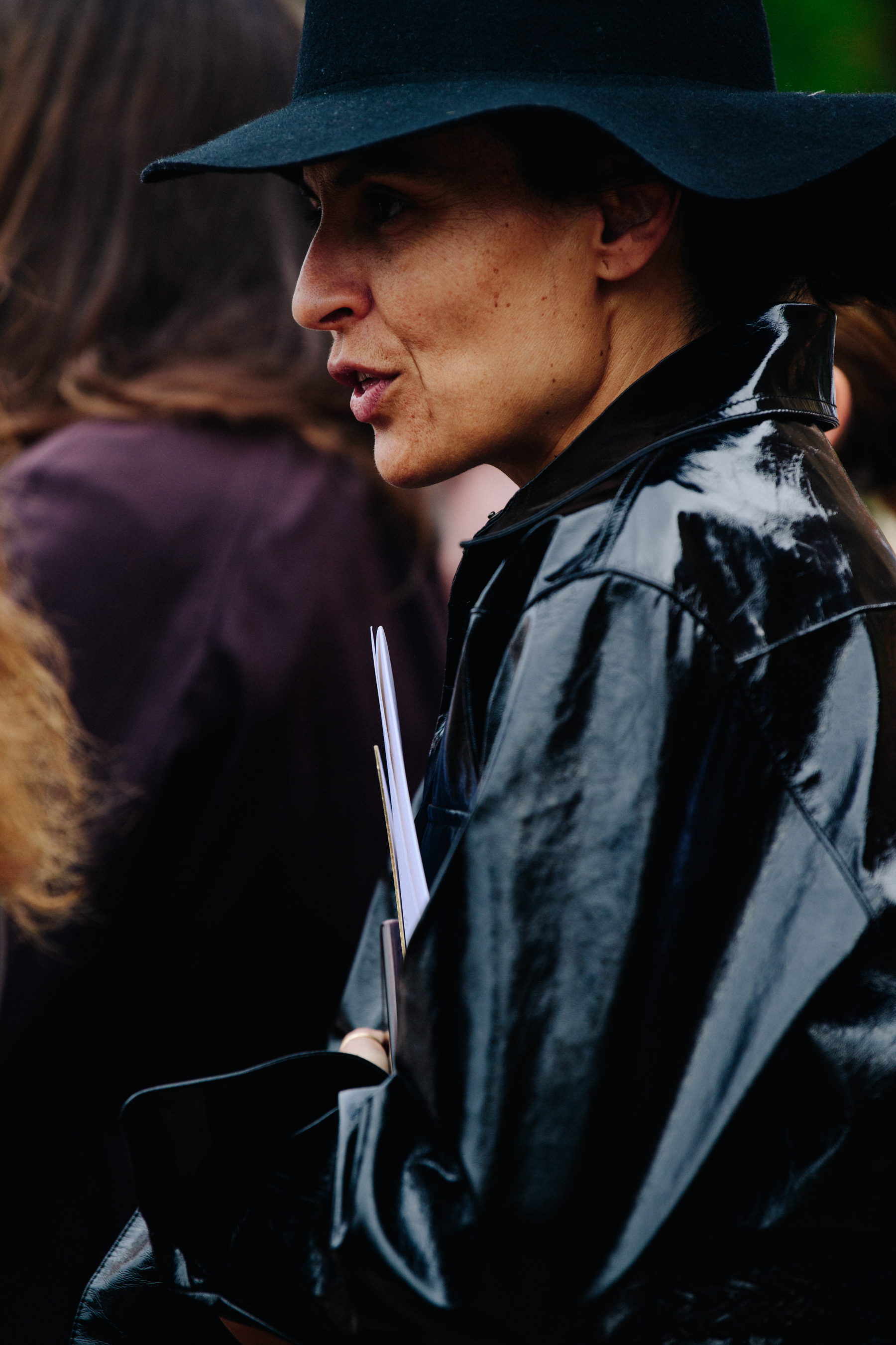Woman wearing black coat