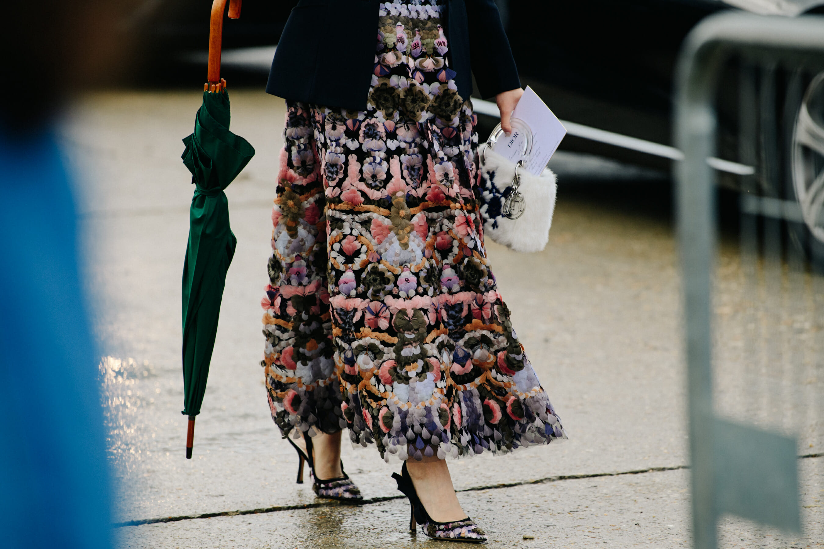 Woman wearing floral skirt