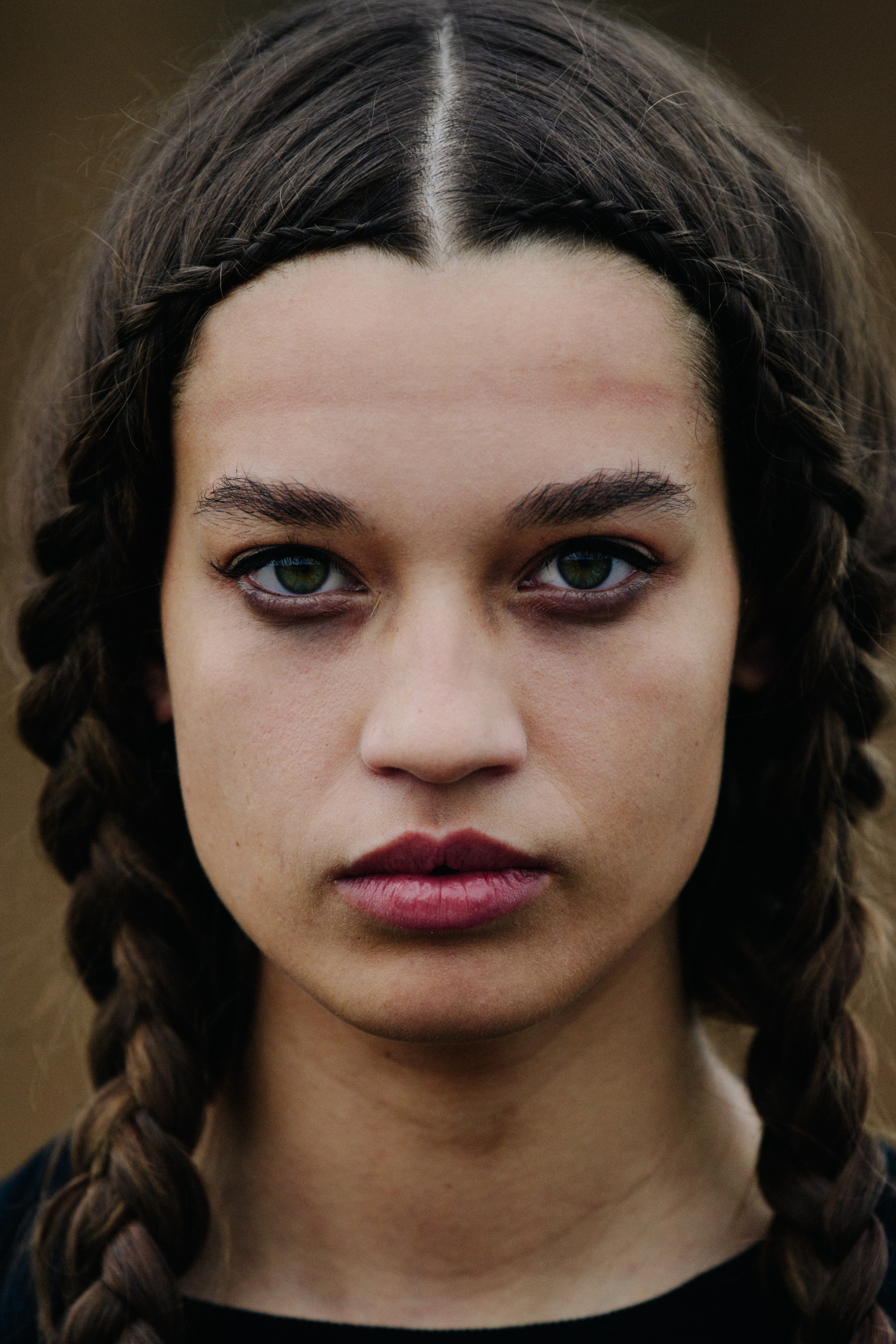Portrait of model with pigtails