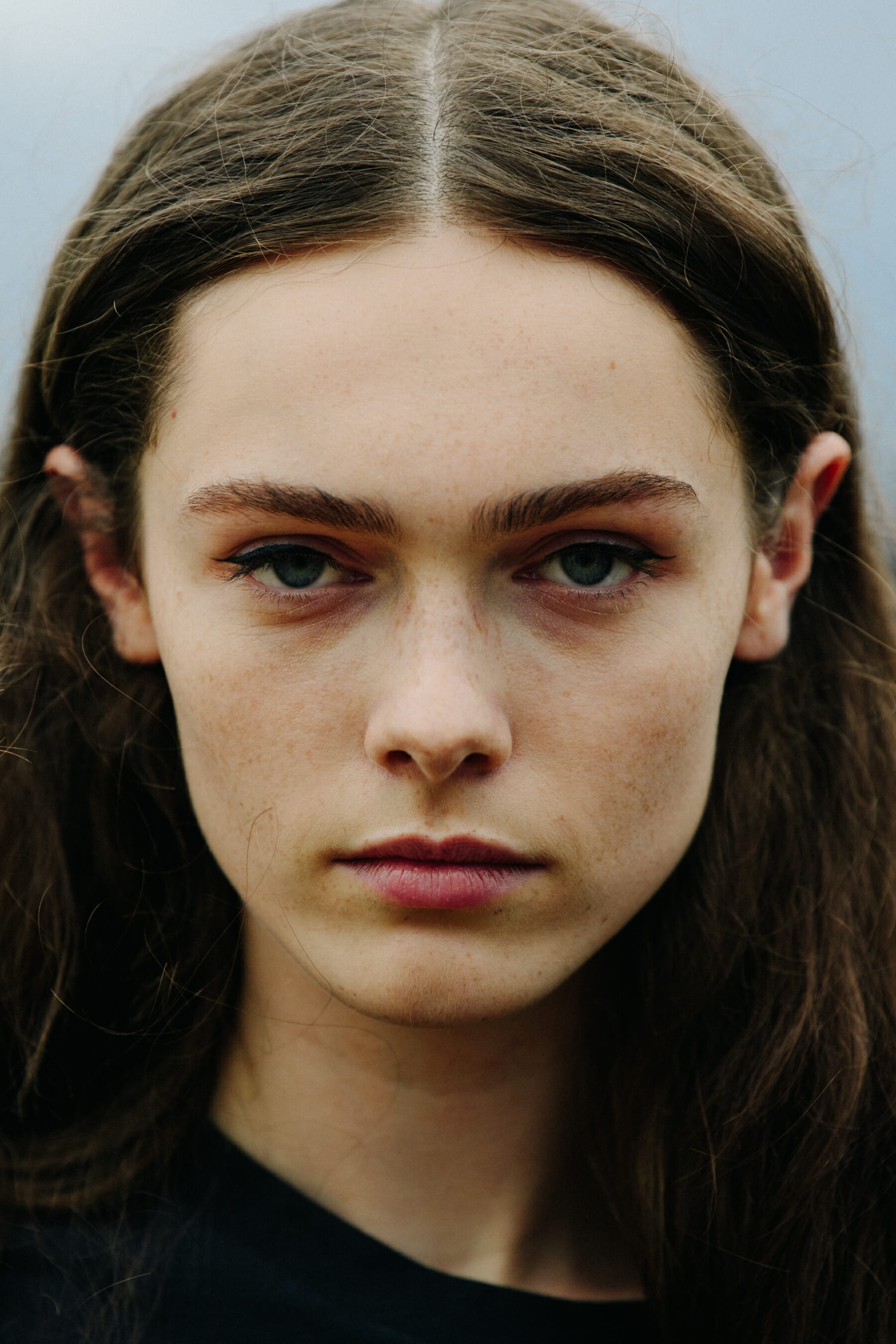 Portrait of model with blue eyes