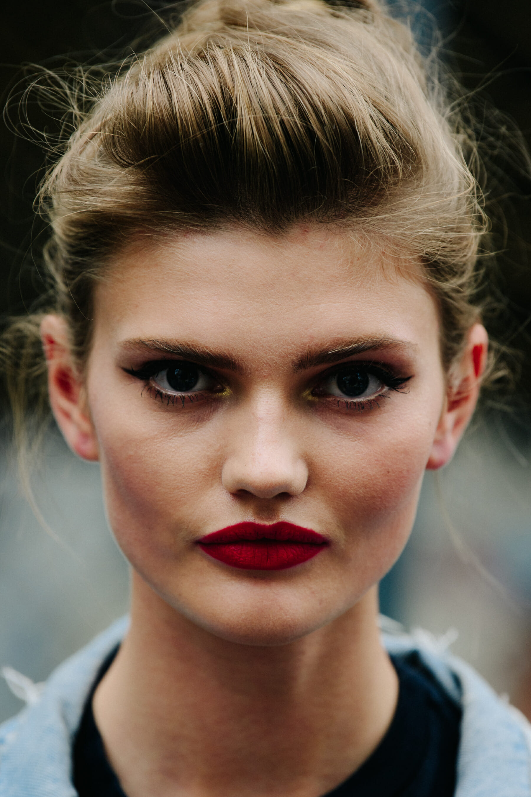 Portrait of model wearing lipstick