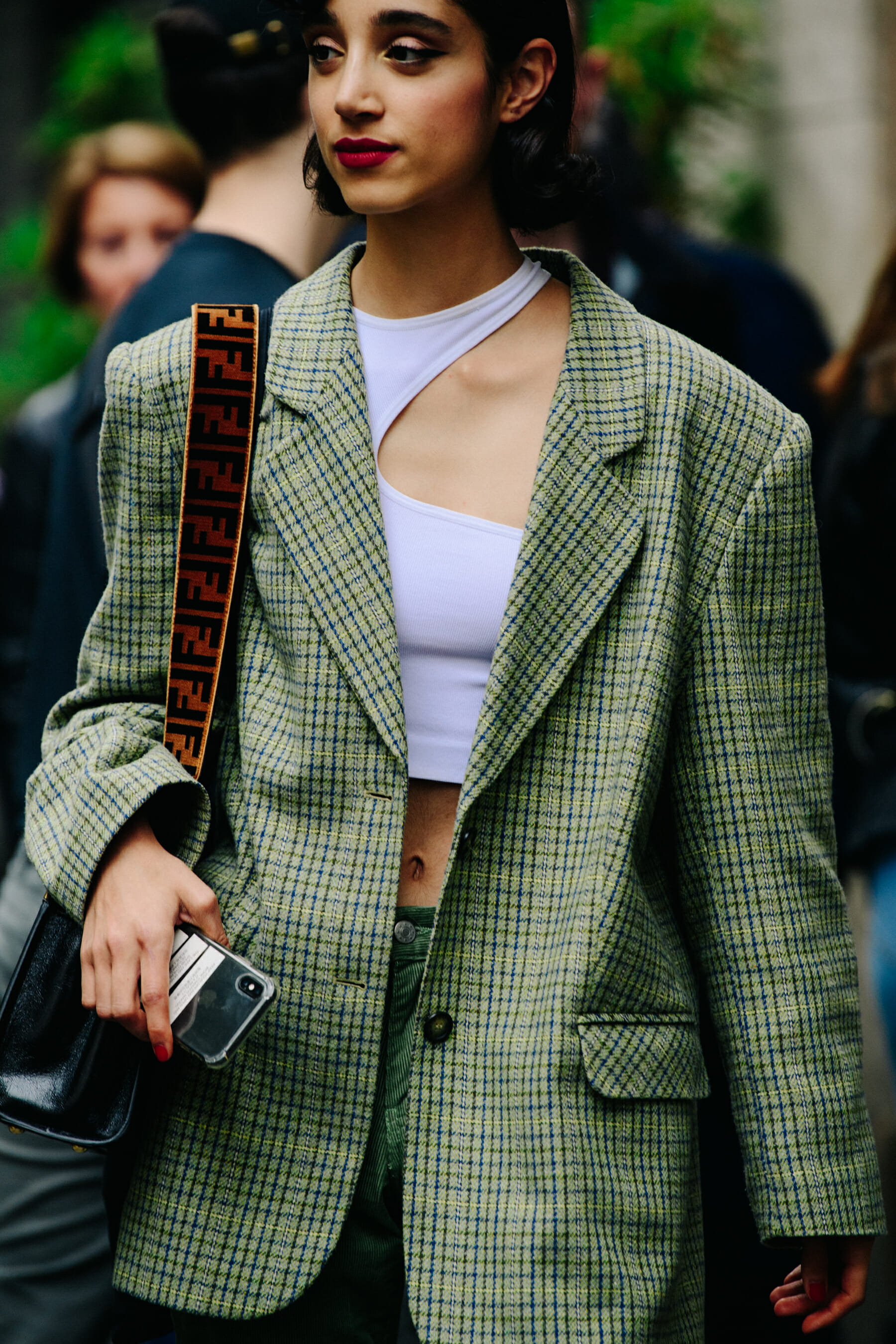 Woman wearing Fendi bag
