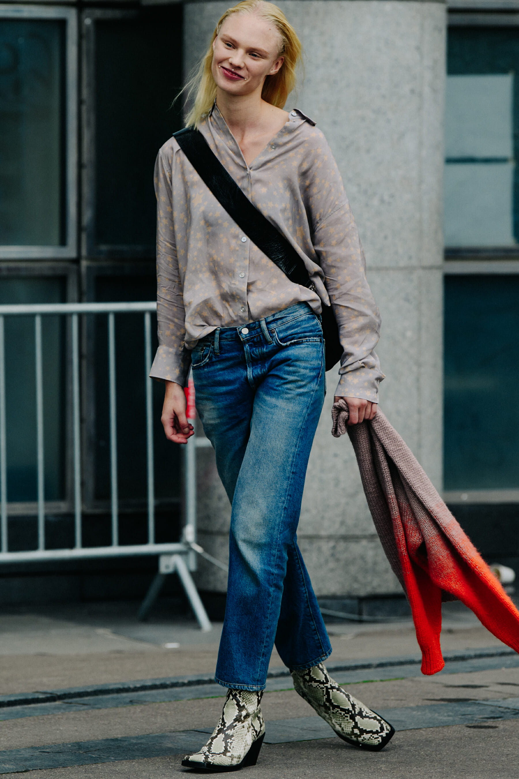 Model wearing cowboy boots