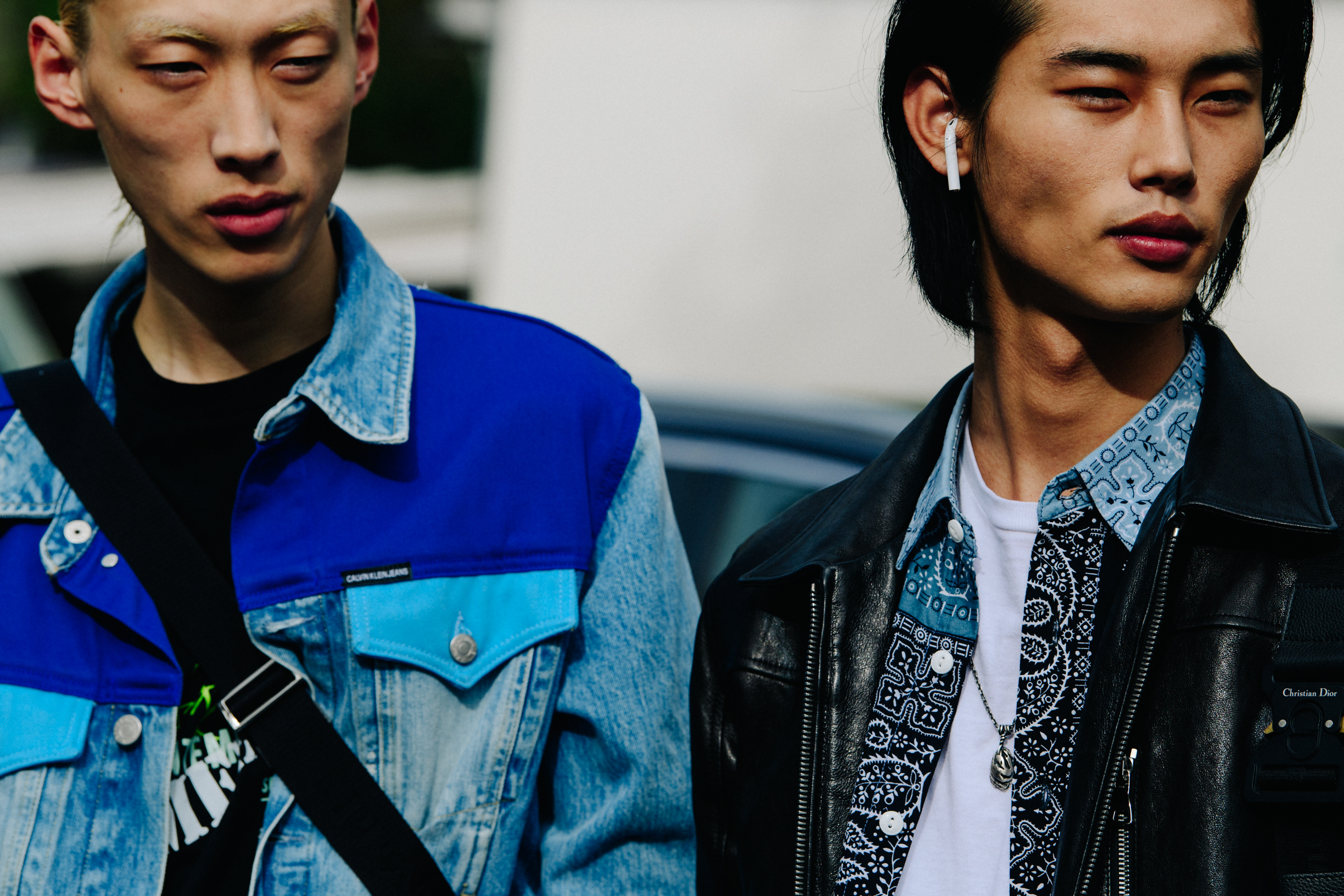 Two models wearing denim