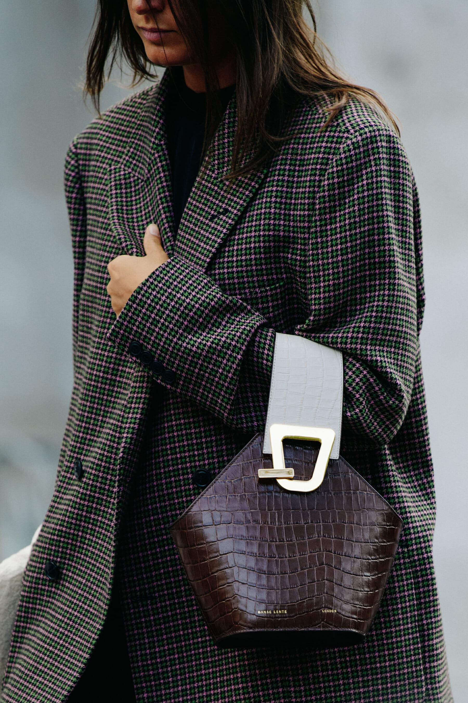 Woman wearing pattern jacket