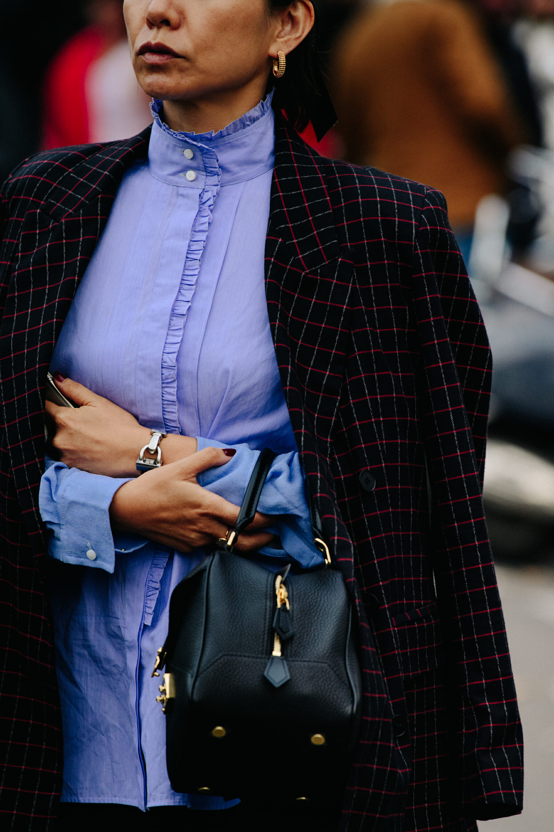Woman wearing blue shirt