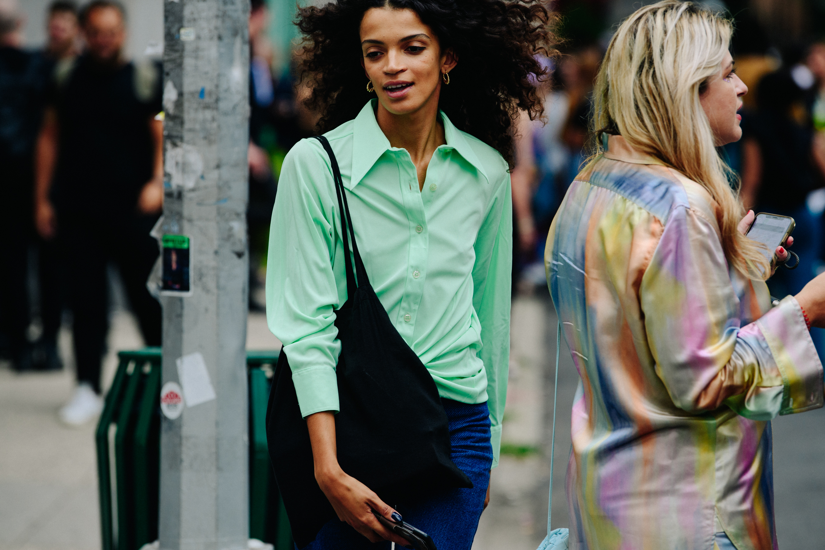 Model wearing green shirt