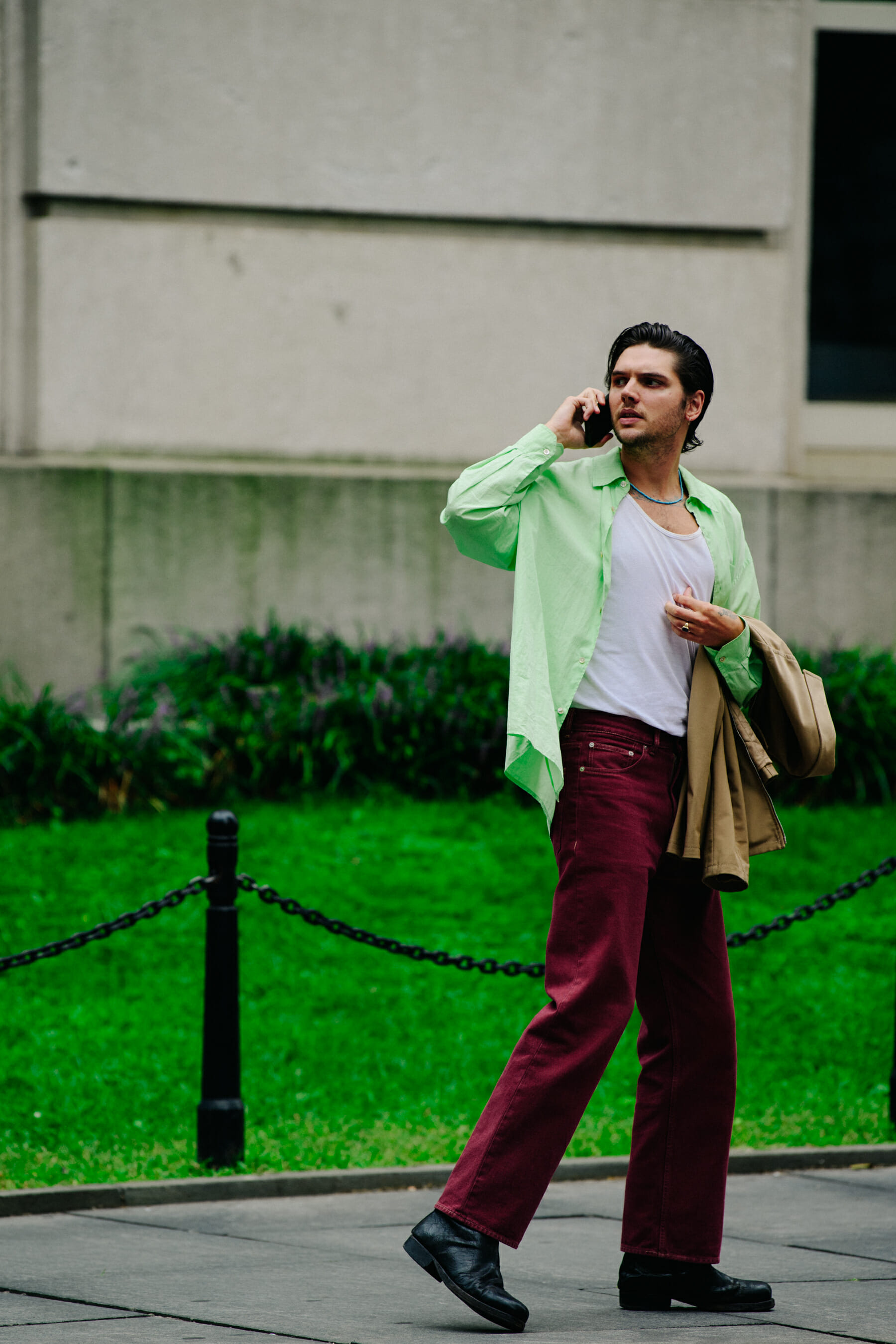 Man wearing green shirt