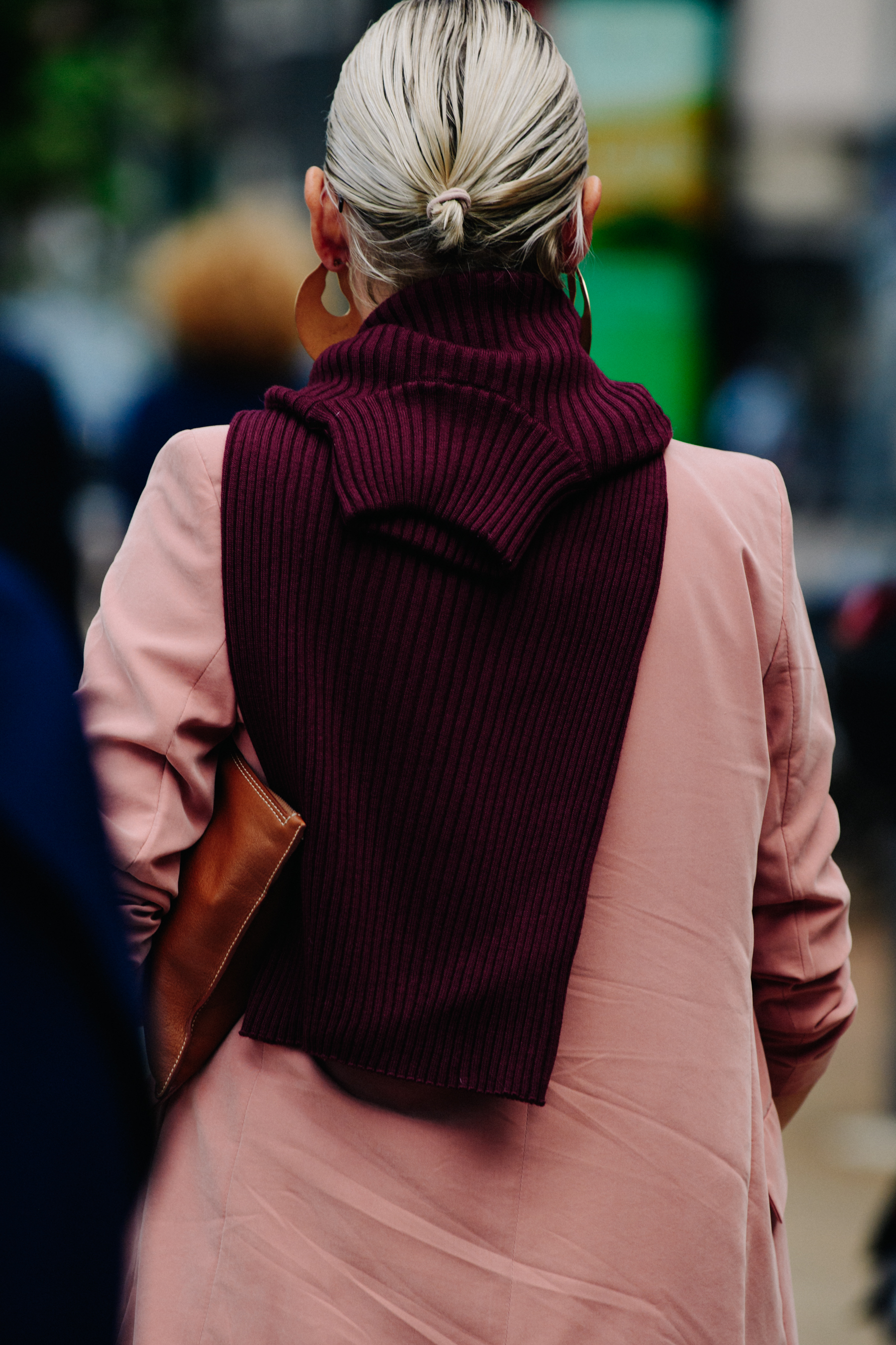 Woman wearing pink jacket