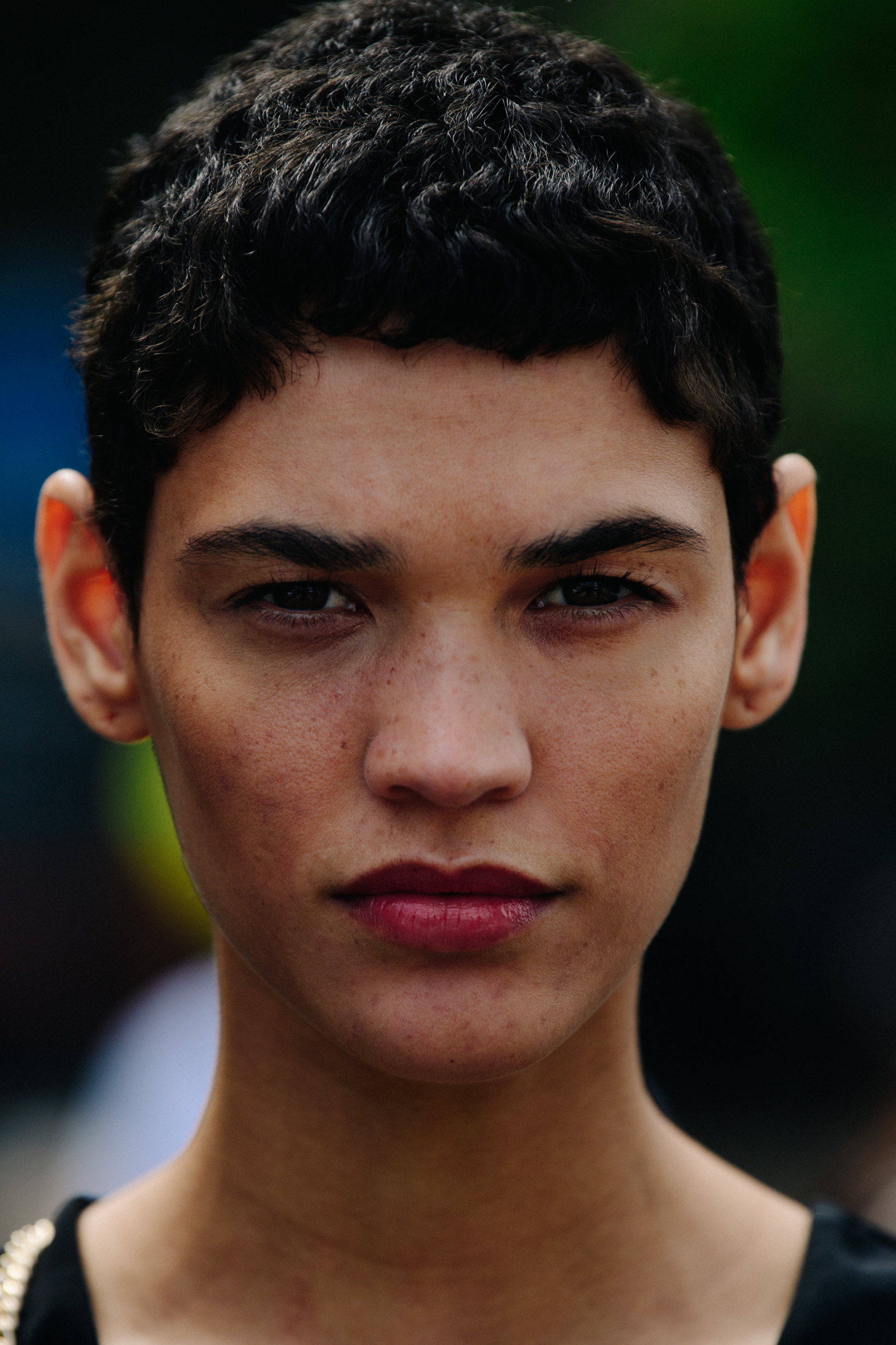 Portrait of model with short hair