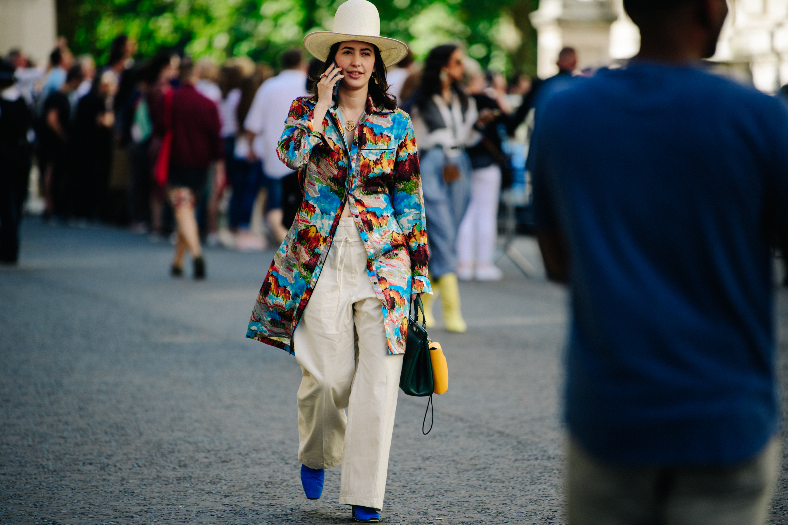Woman wearing large cowboy hat