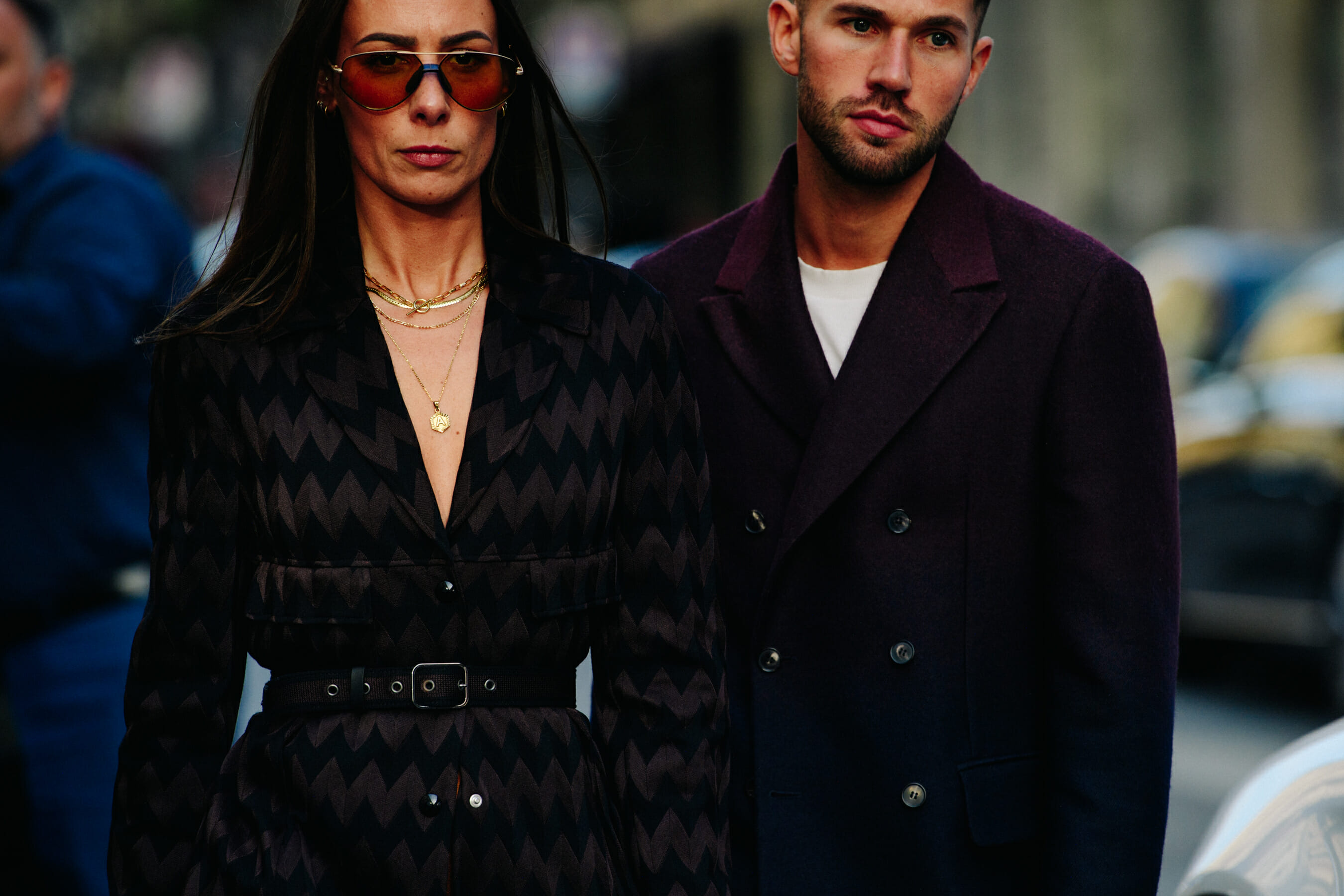 Couple wearing purple