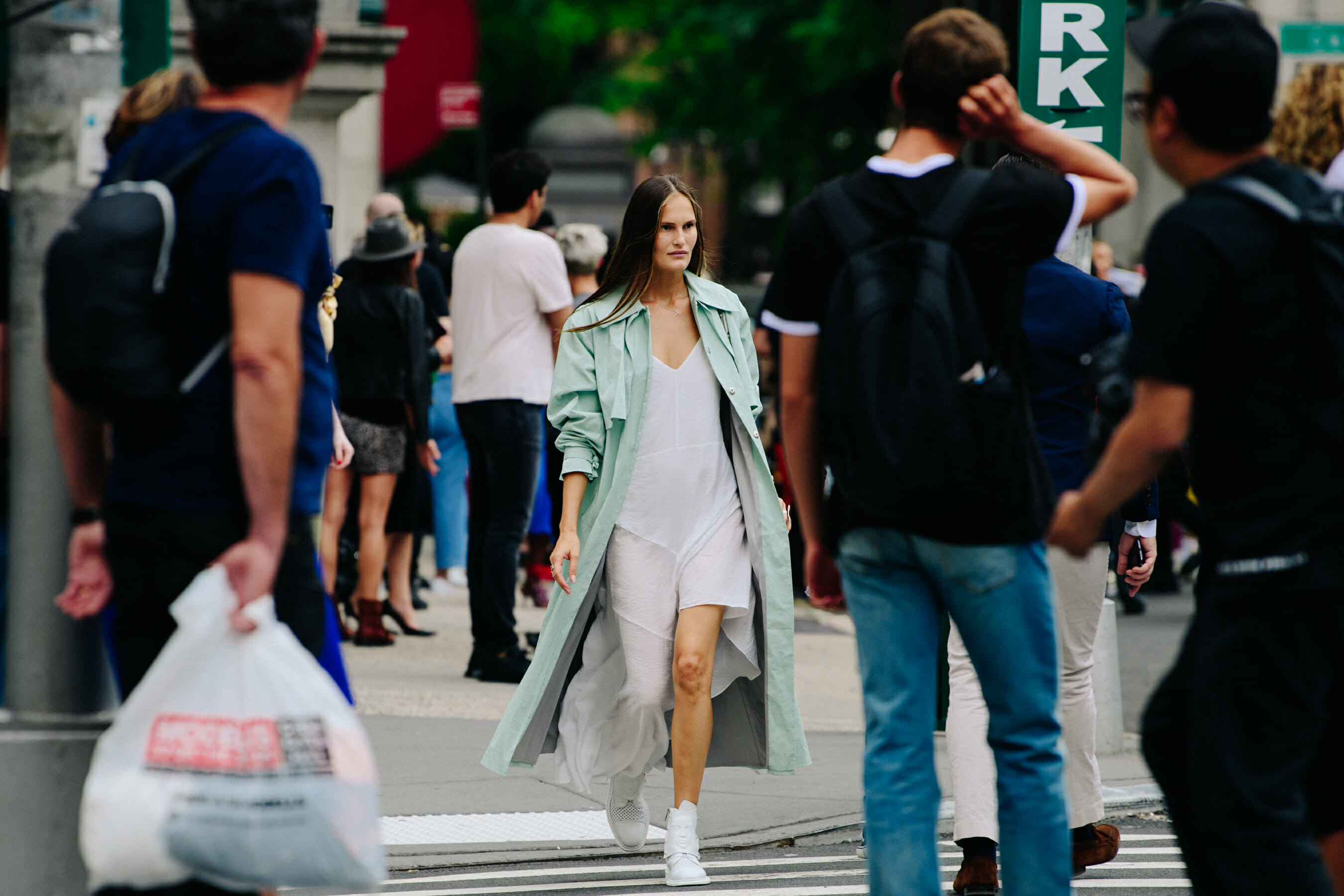 Woman wearing white dress