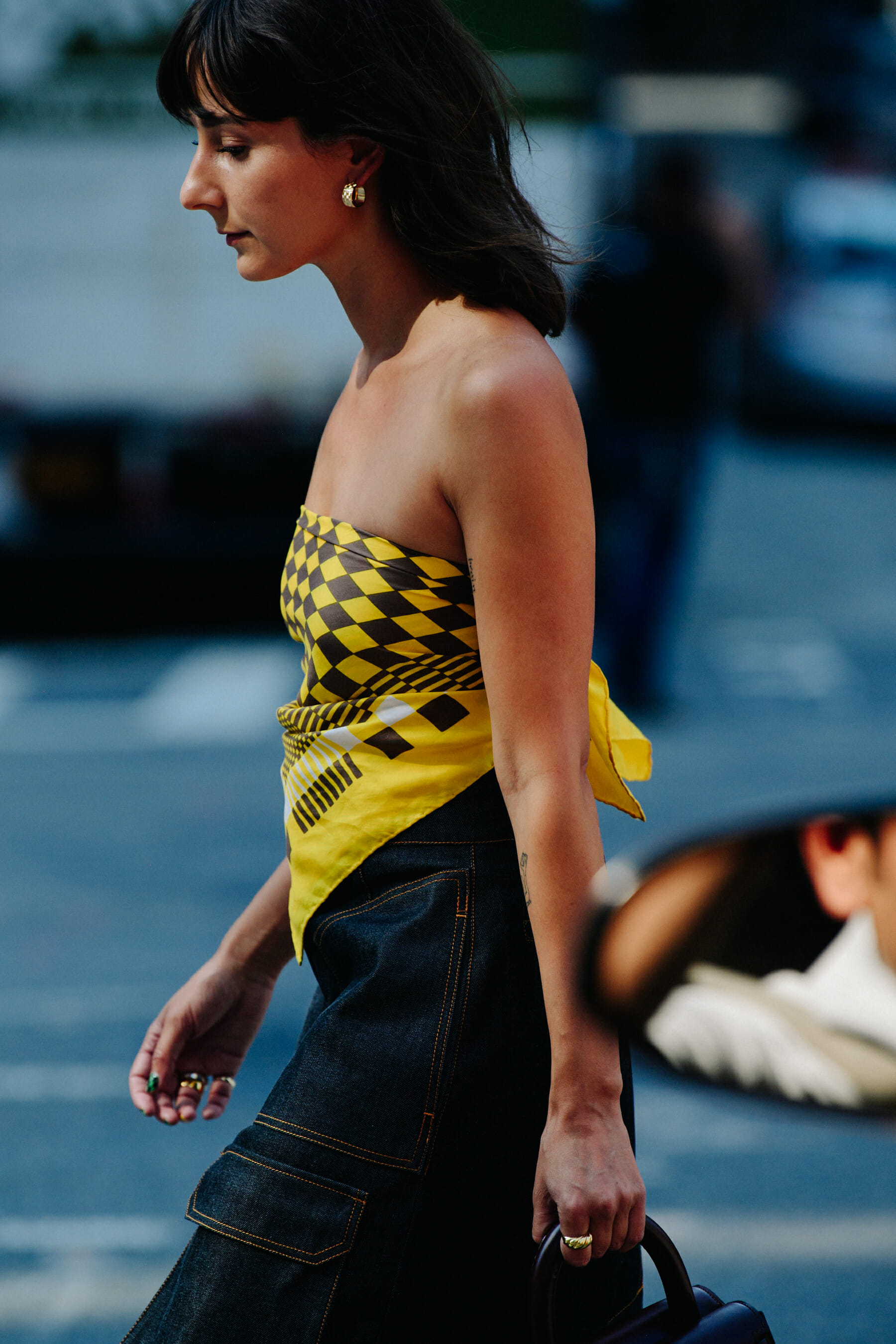 Woman wearing yellow top