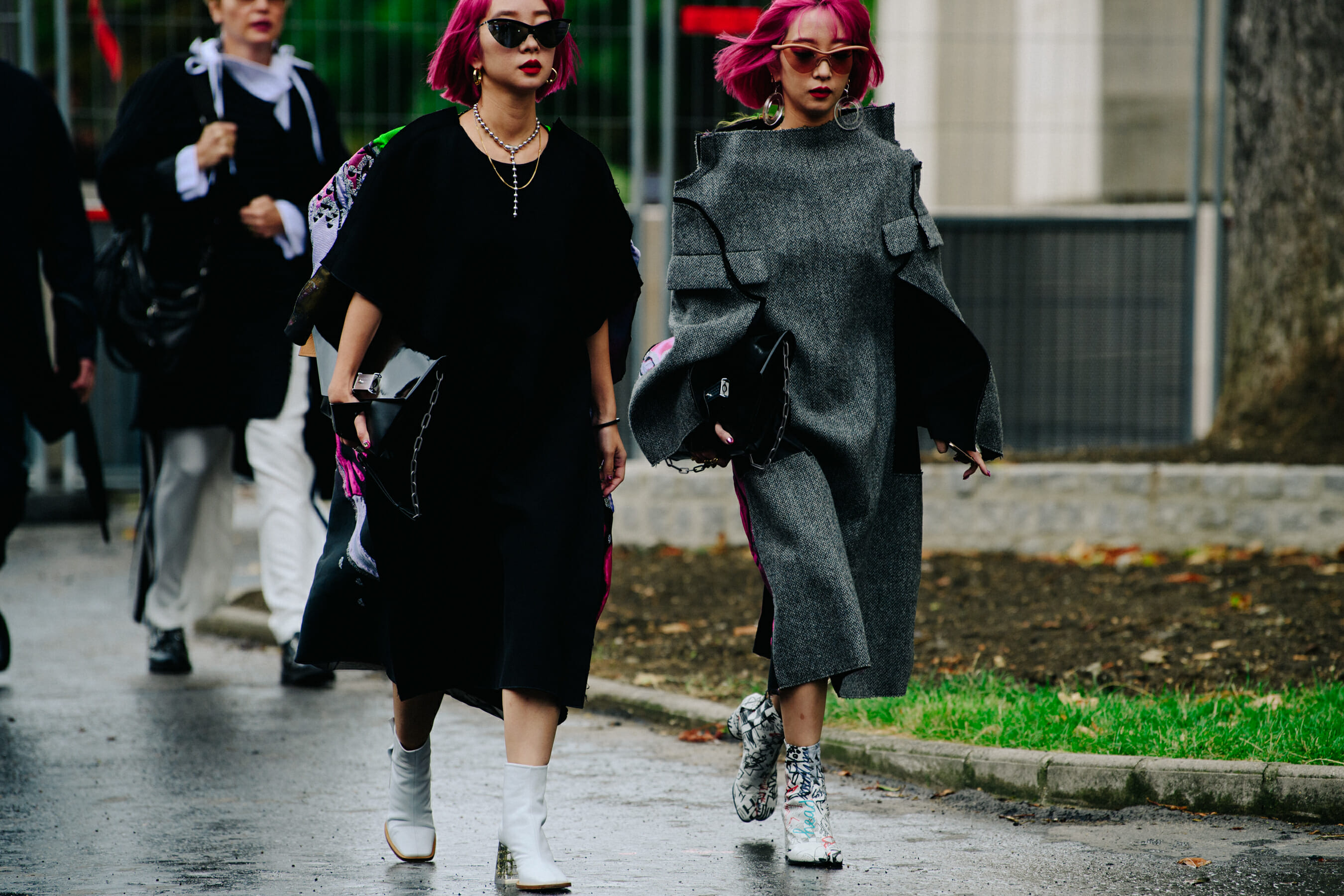 Twins with pink hair