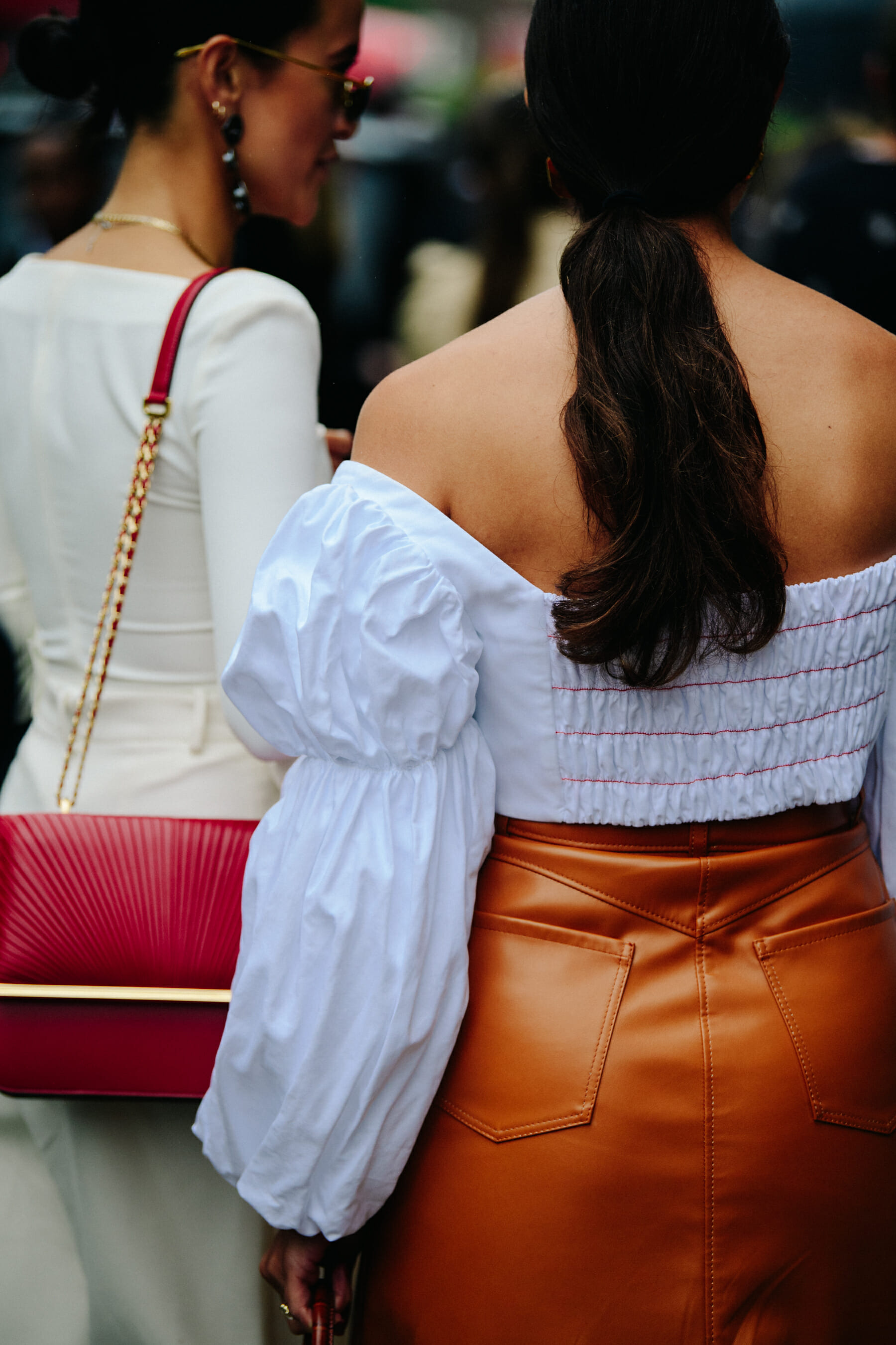 Woman wearing brown skirt