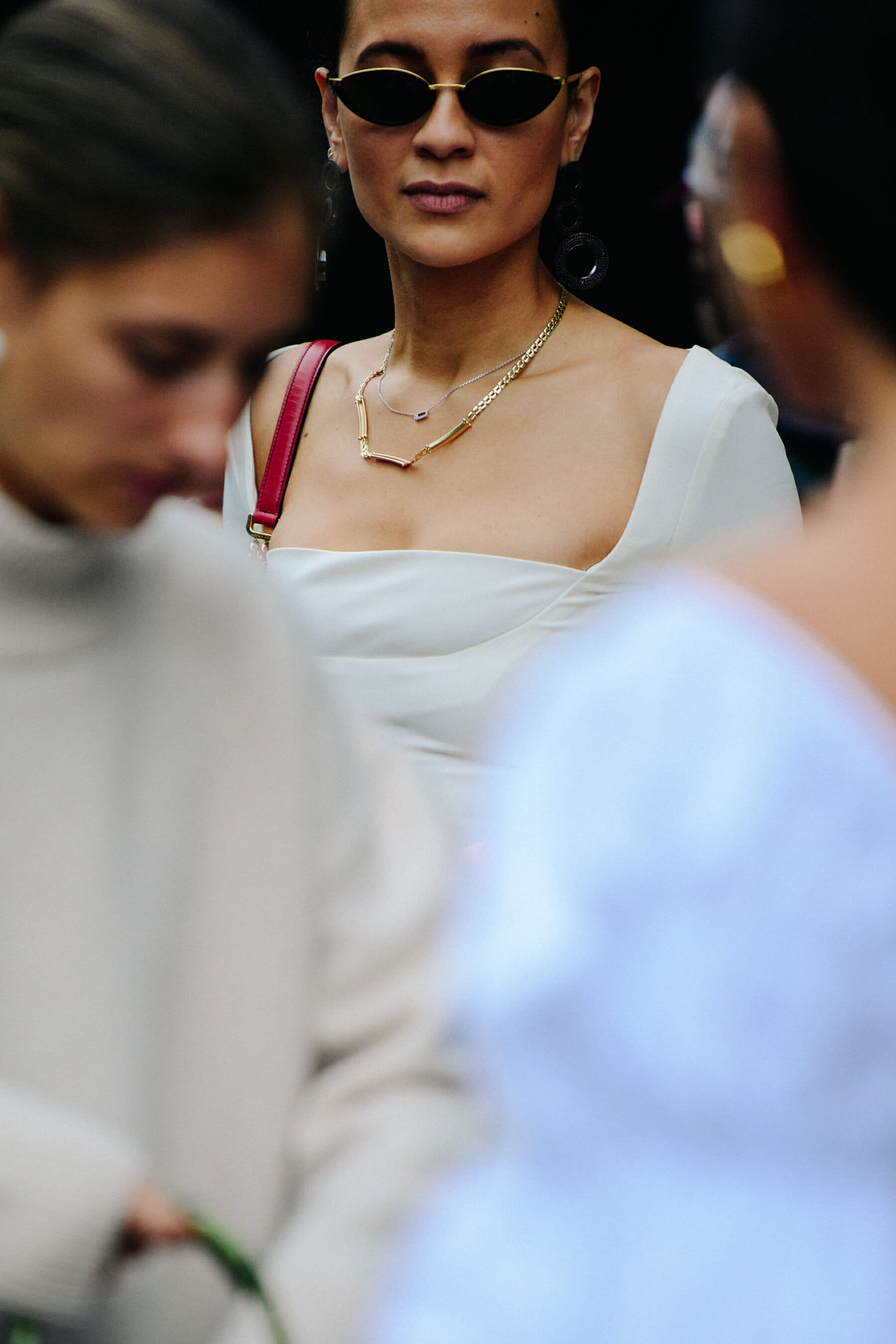 Woman wearing white dress