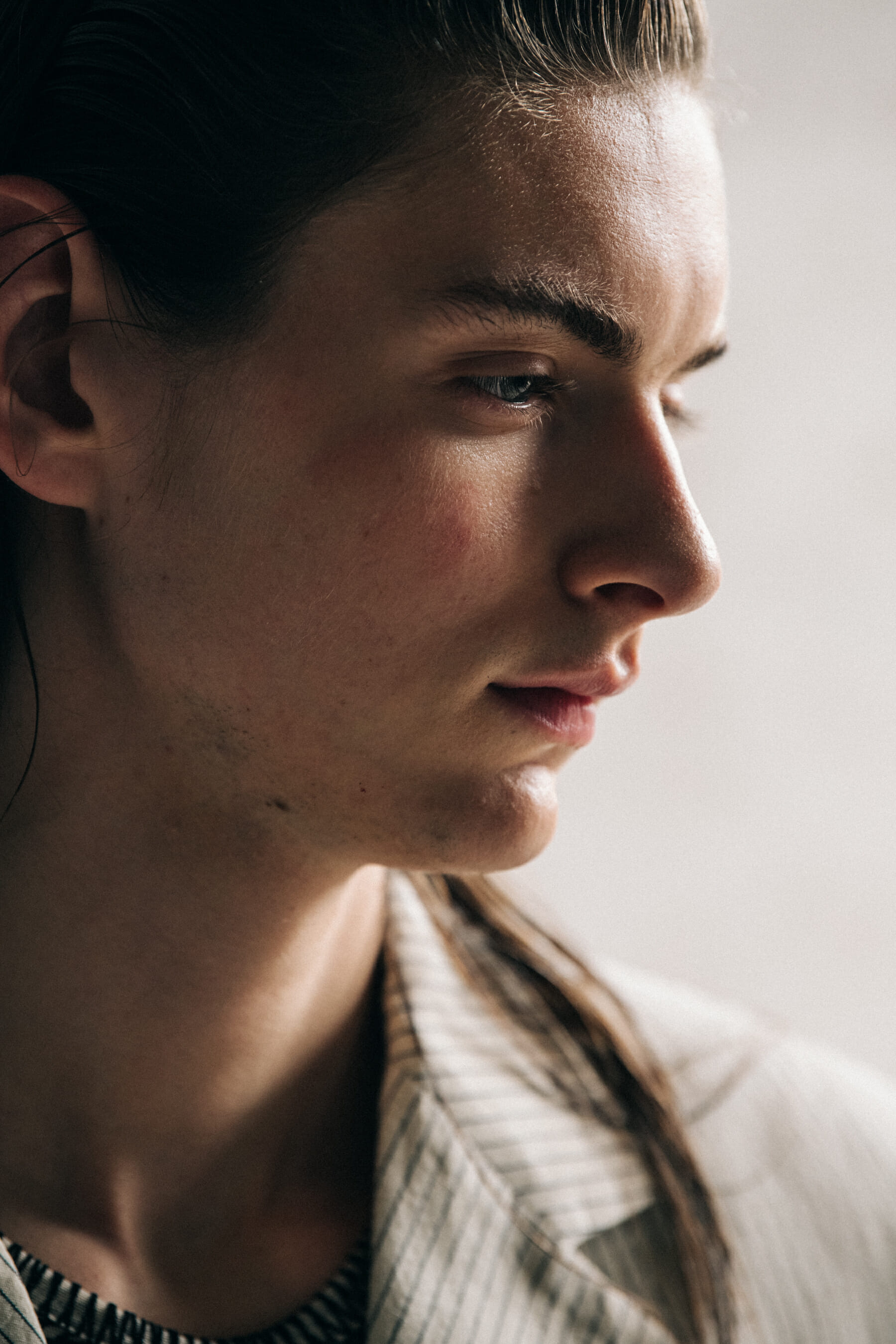 Dylan Christensen backstage at Eckhaus Latta