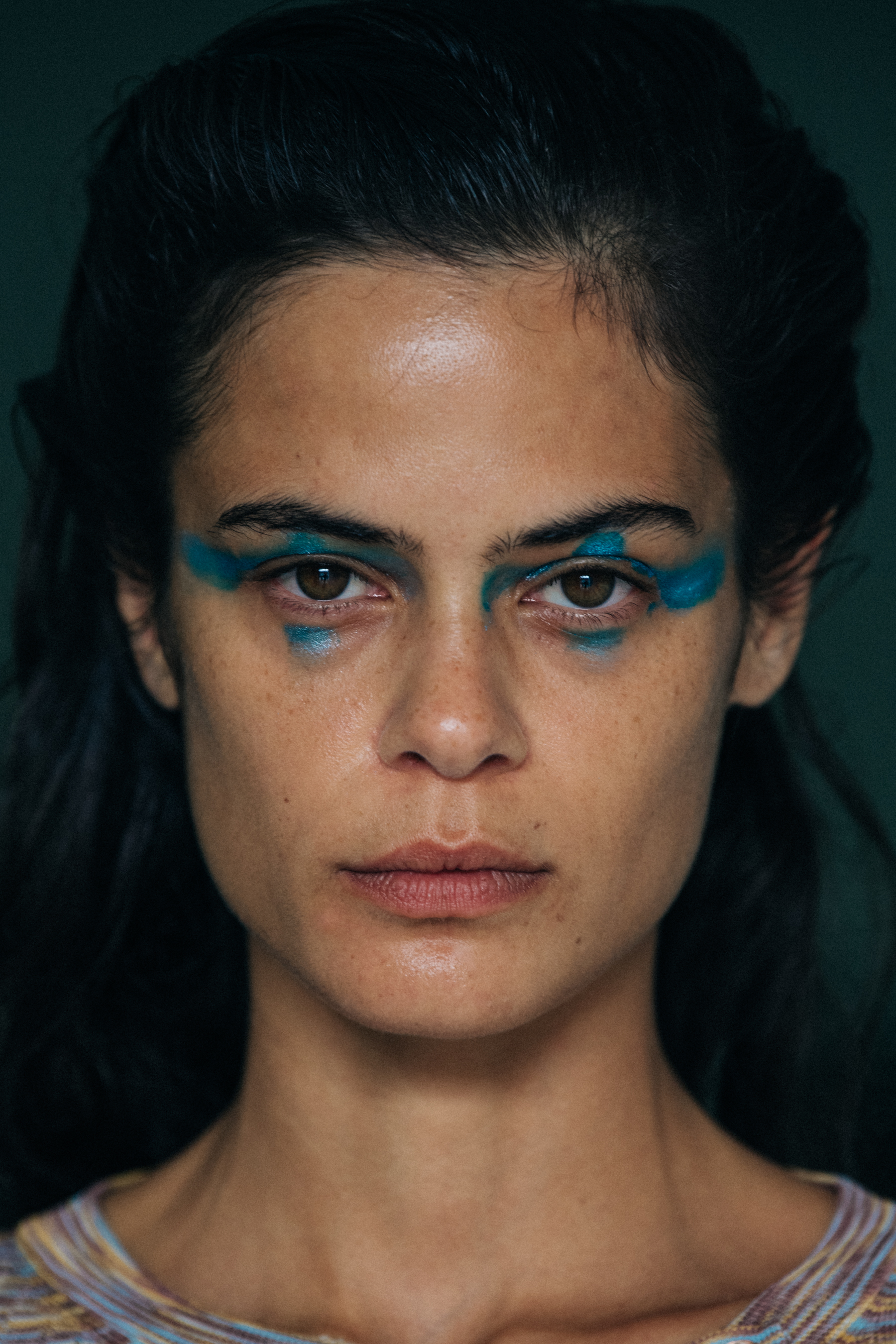 Portrait of model with colourful eye makeup