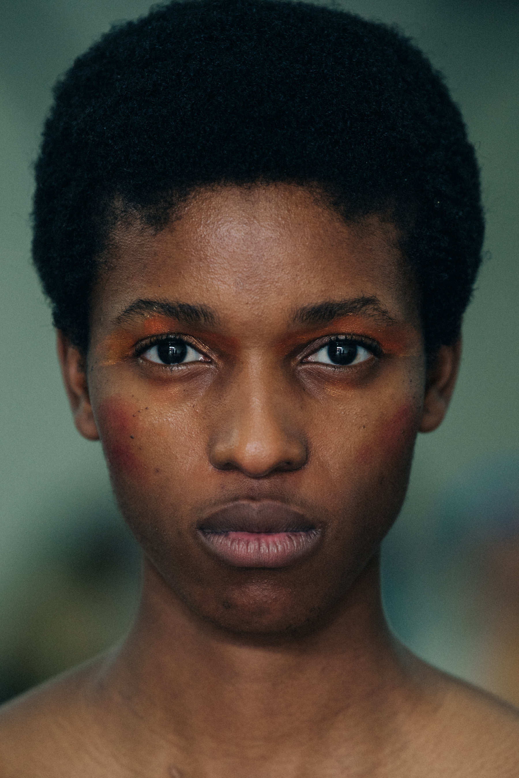 Portrait of model with colourful eye makeup