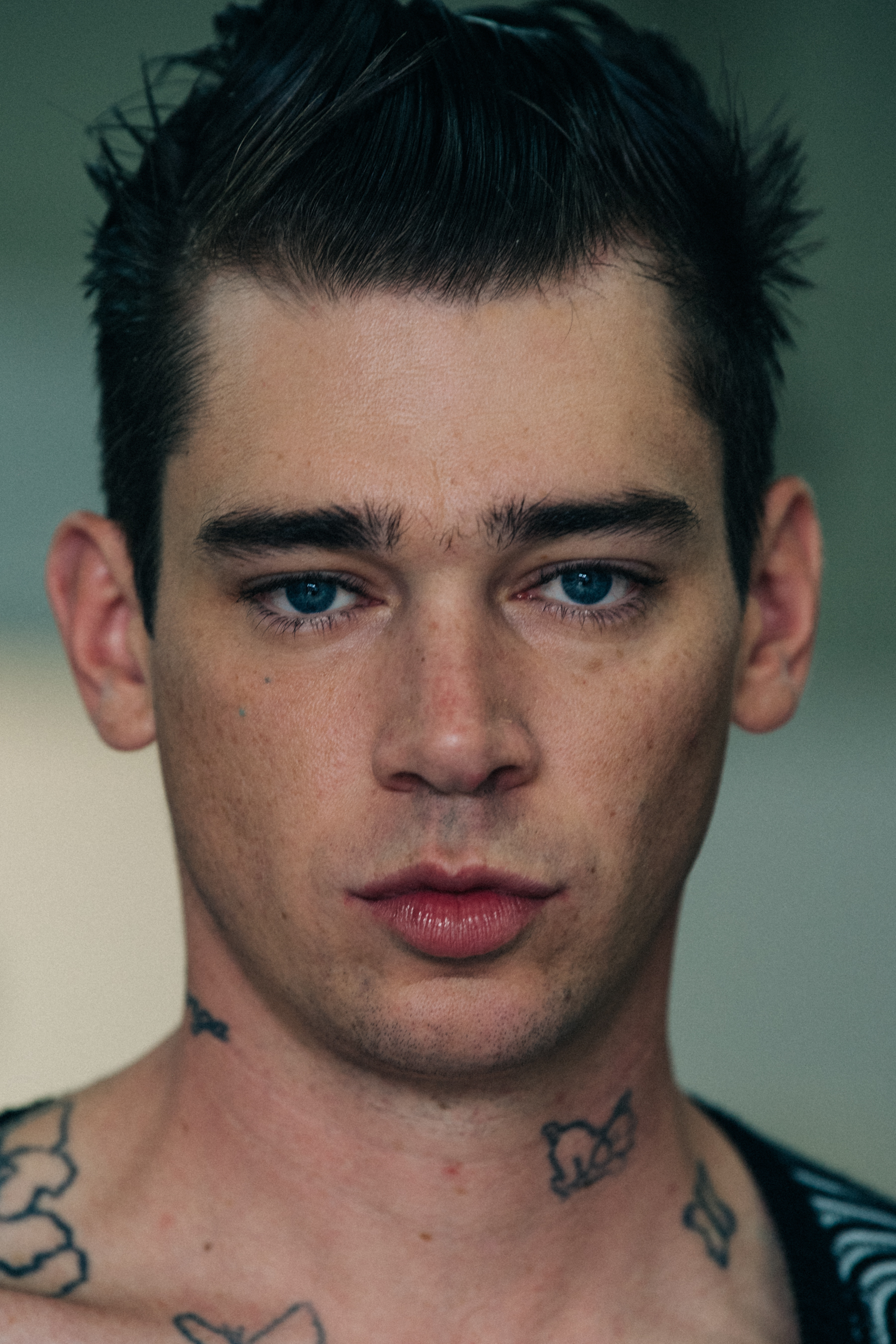Cole Mohr backstage at Eckhaus Latta