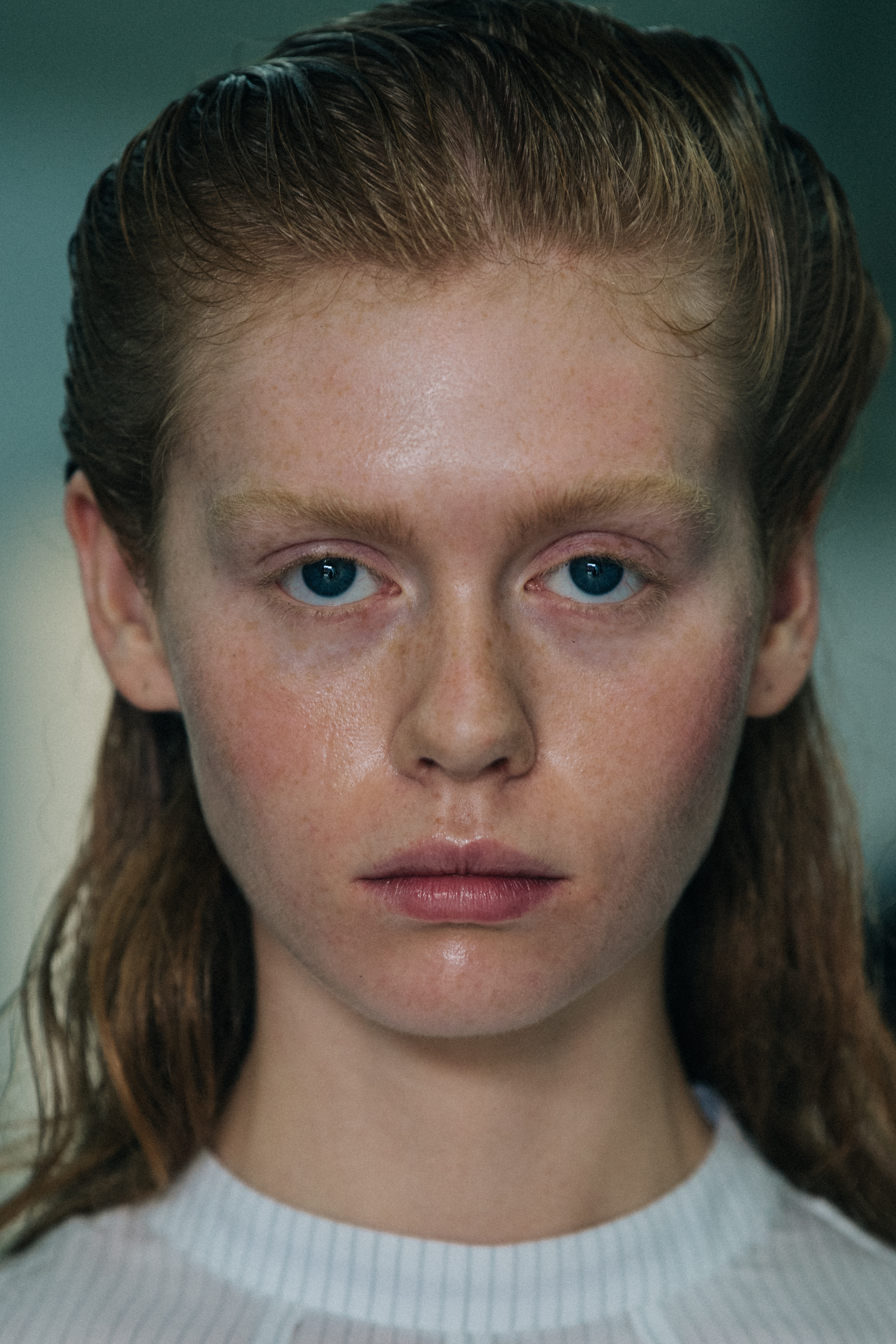 Portrait of model with light hair