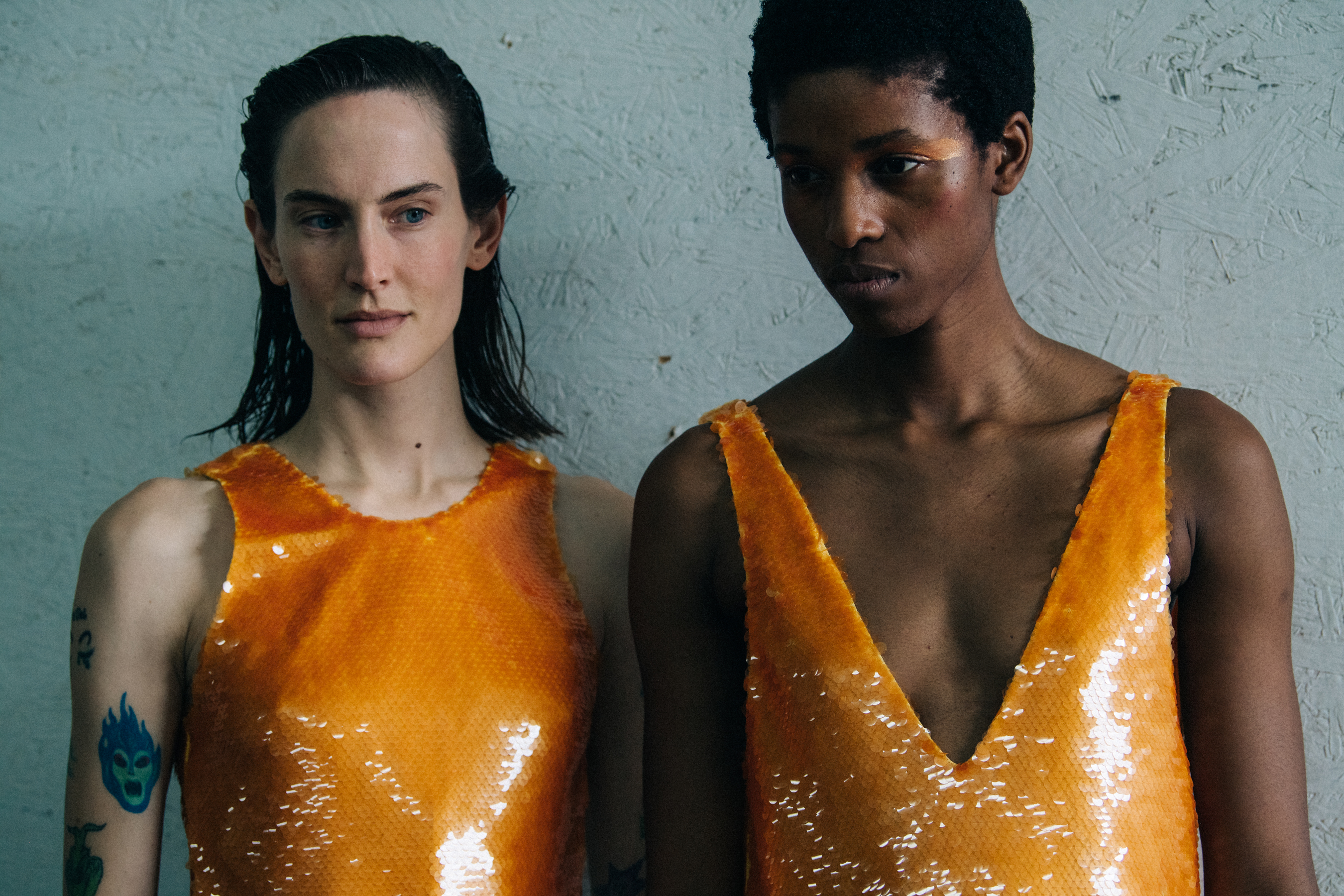 Jane Moseley backstage at Eckhaus Latta