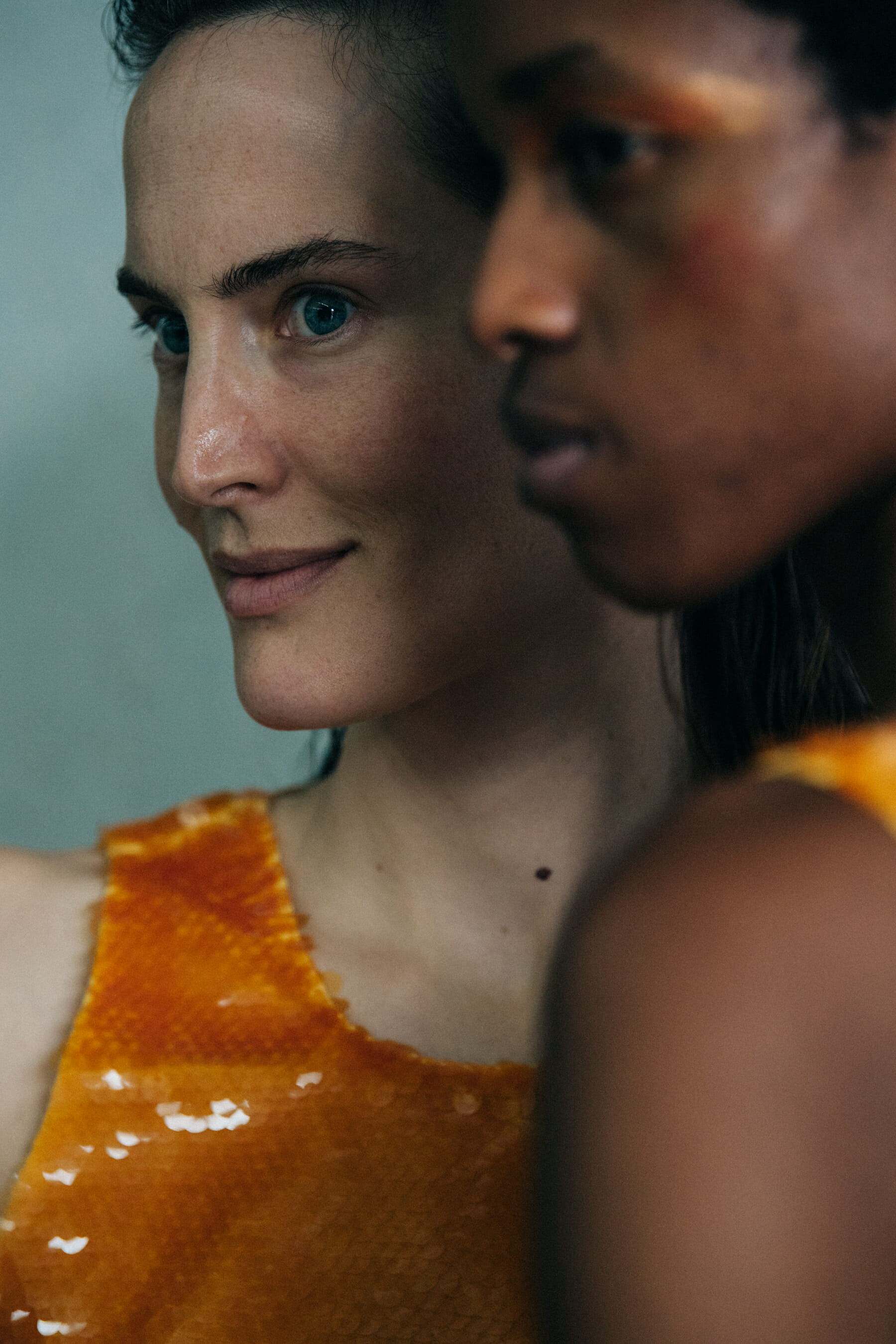 Jane Moseley backstage at Eckhaus Latta
