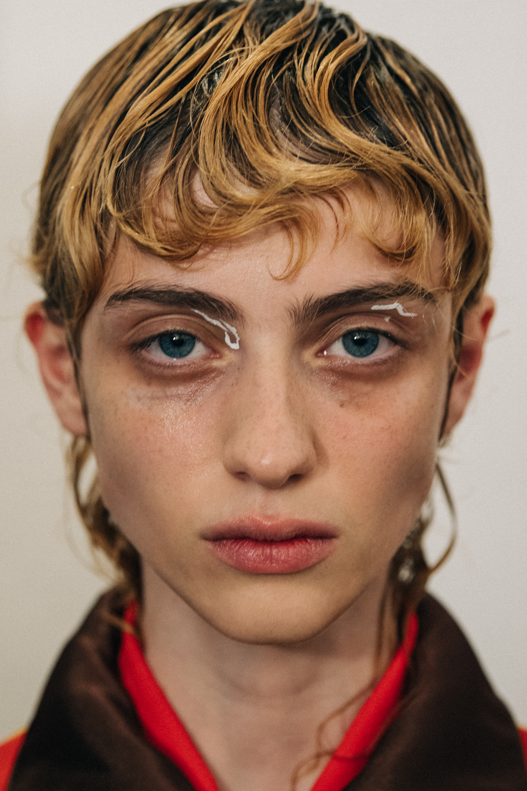 Lika Rigvava backstage at Kiko Kostadinov