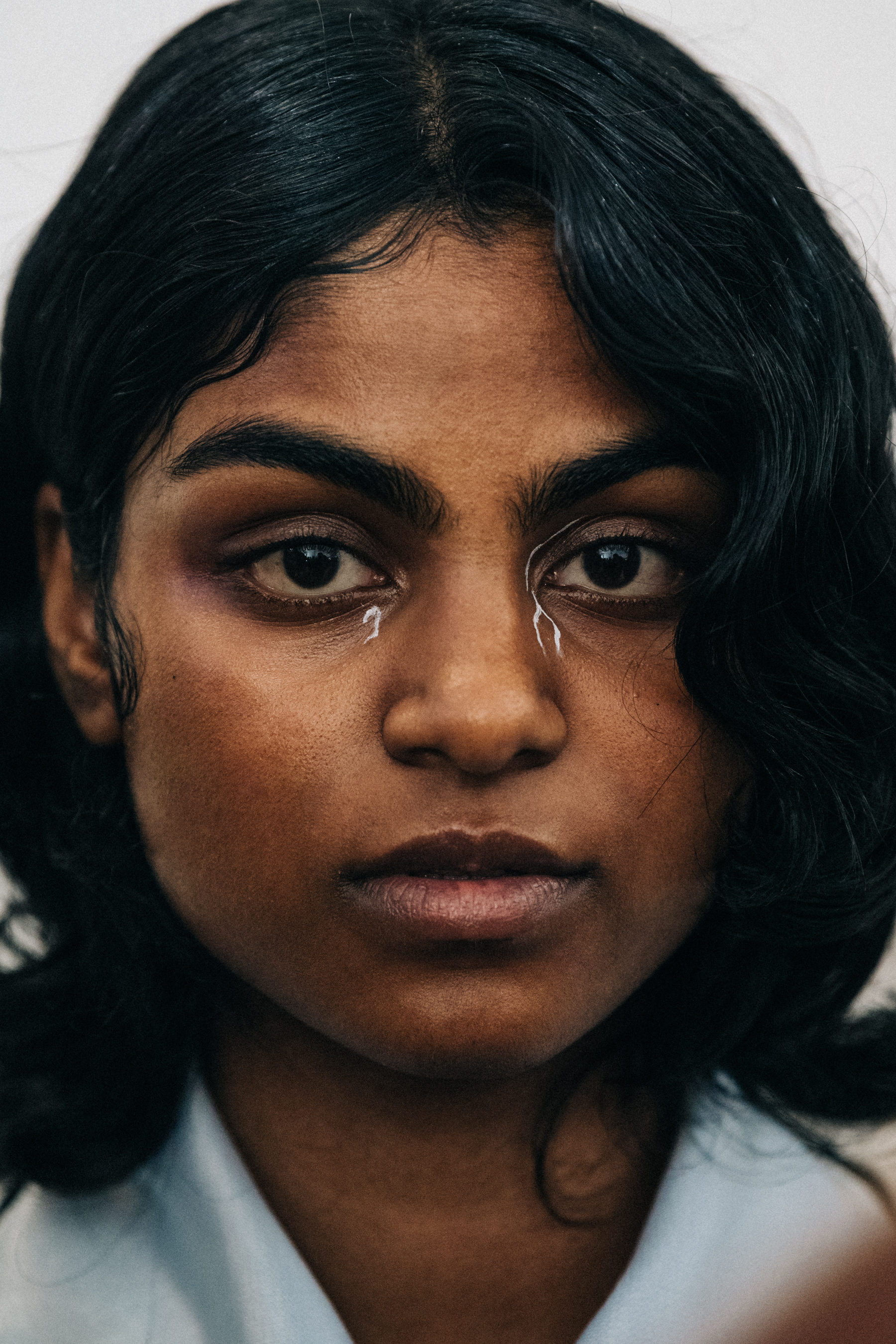Portrait of model with dark hair