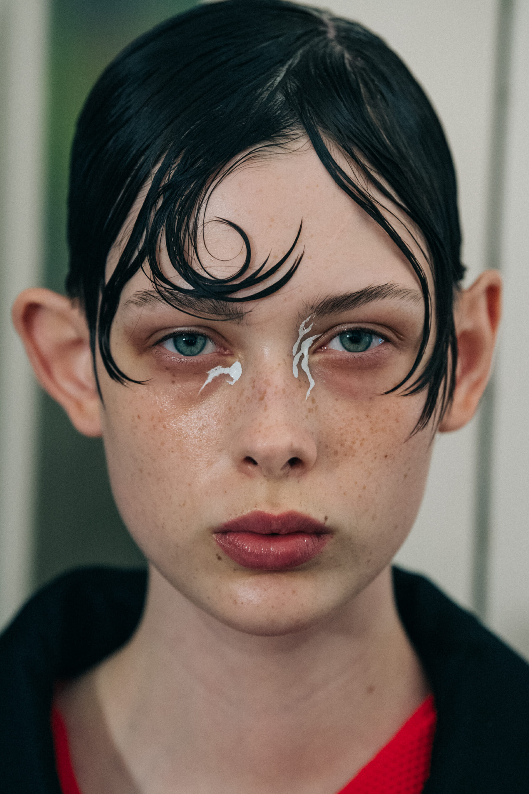 Portrait of model with dark hair