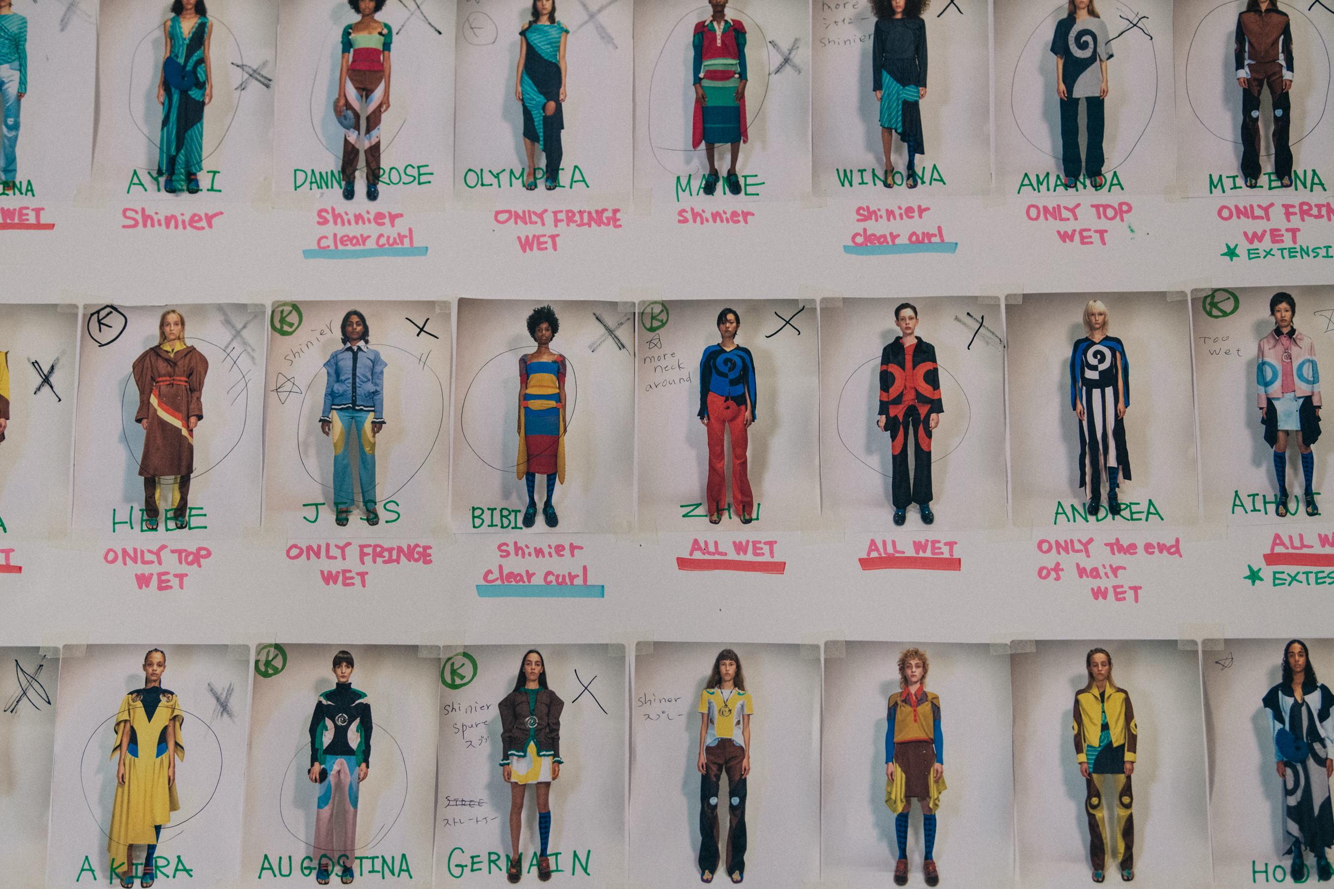 Model board at Kiko Kostadinov
