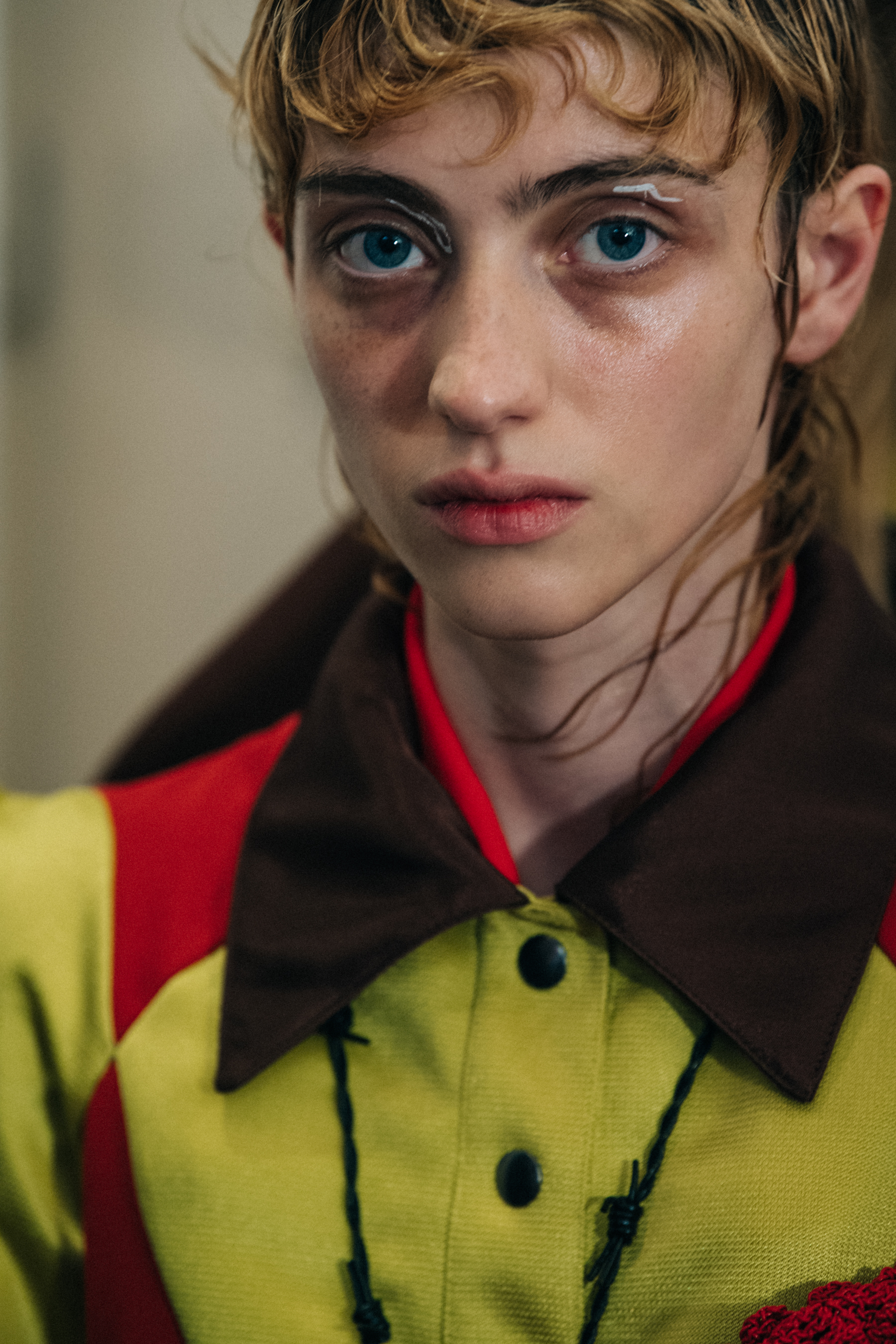 Lika Rigvava backstage at Kiko Kostadinov