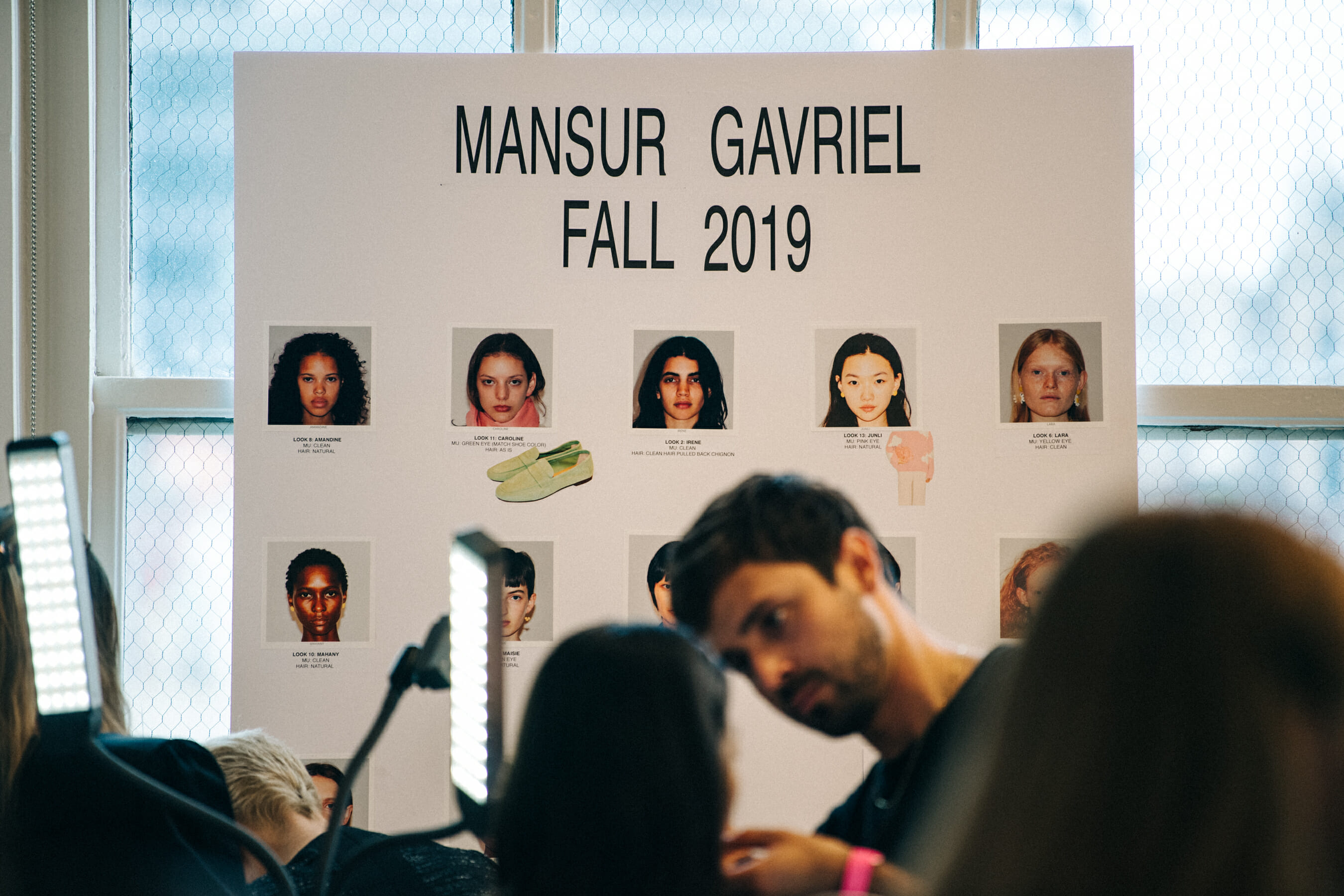 Model in hair and makeup at Mansur Gavriel