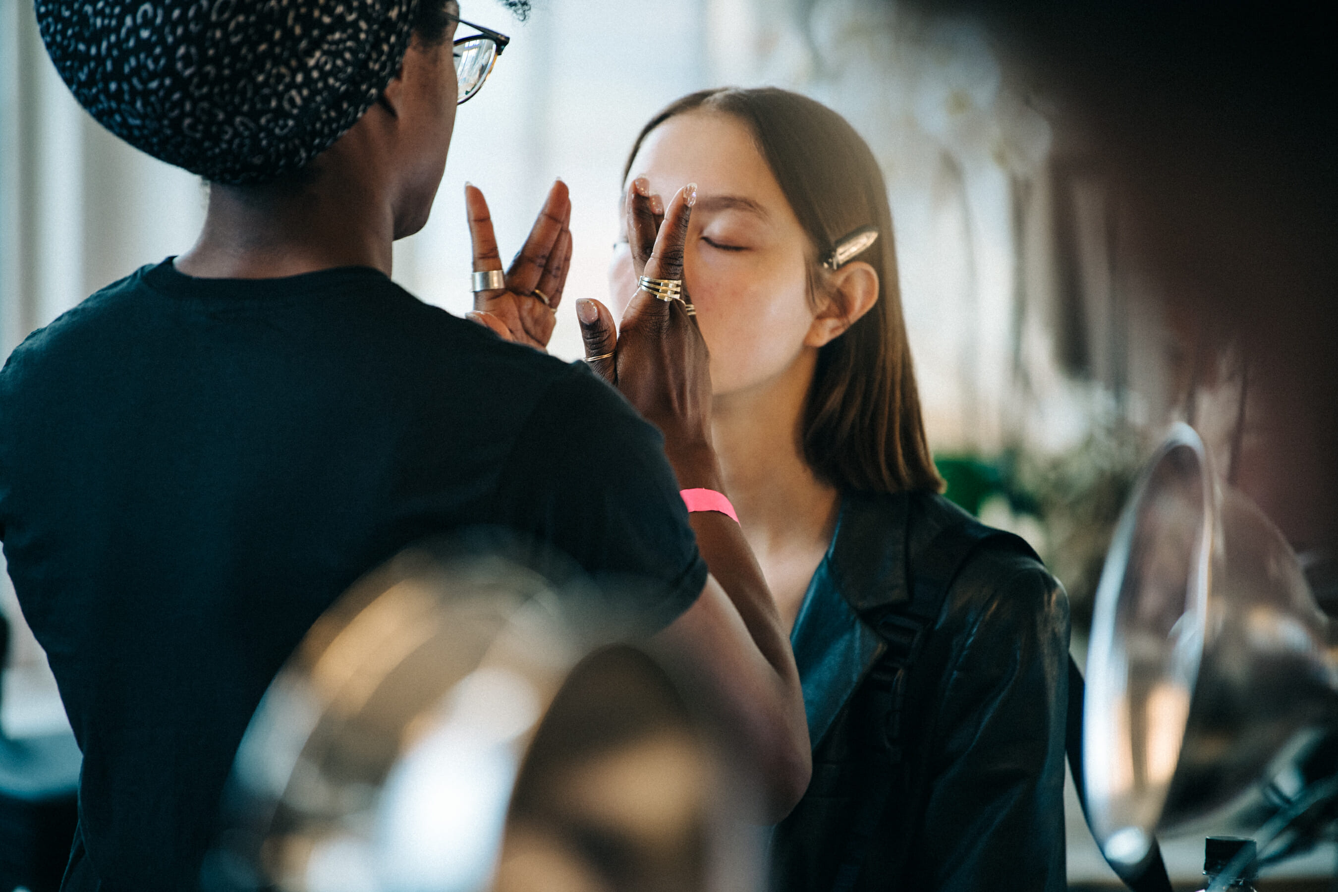 Nastya Cherkasova backstage at Mansur Gavriel