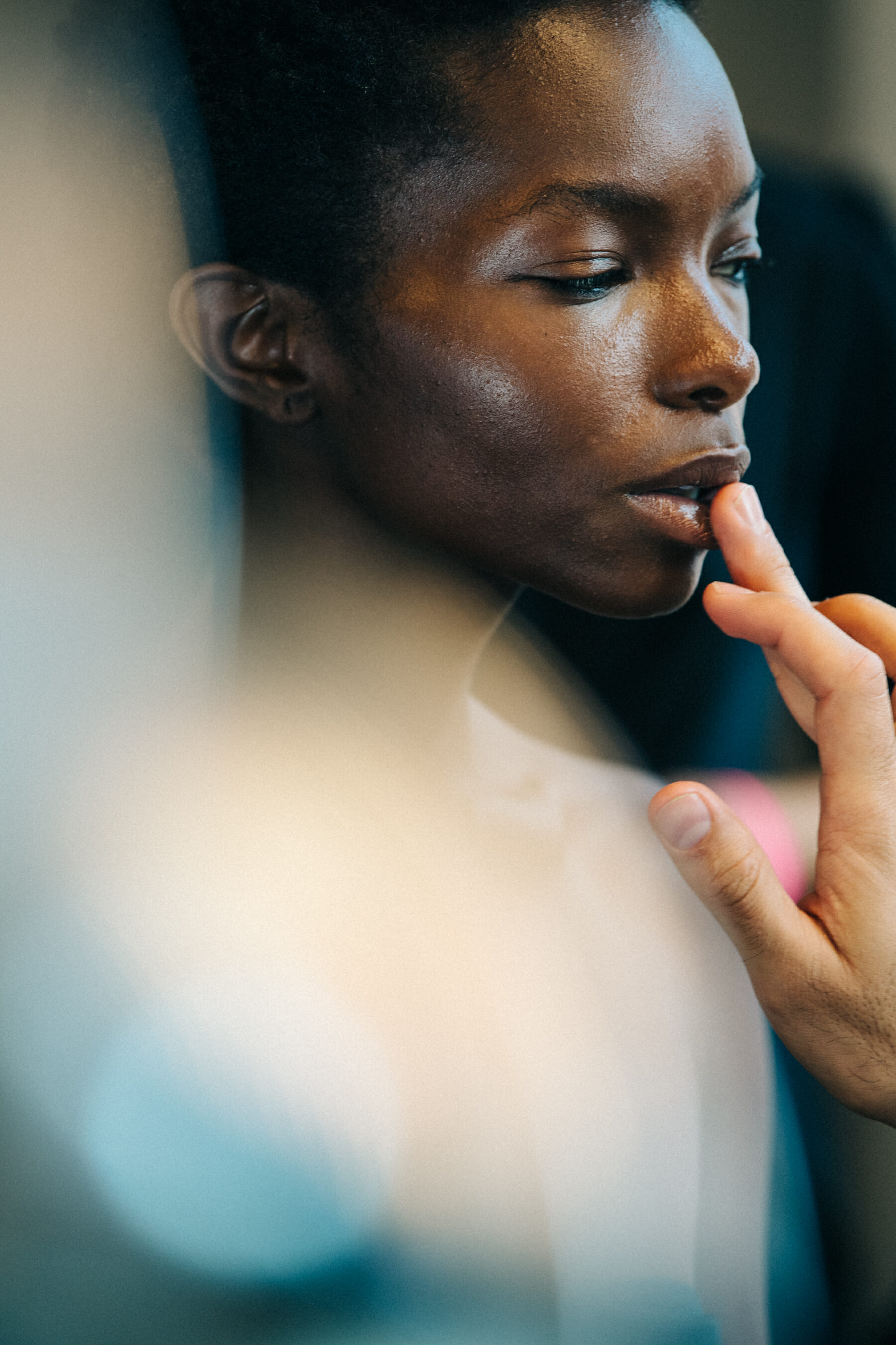 Vaquel Tyies backstage at Mansur Gavriel