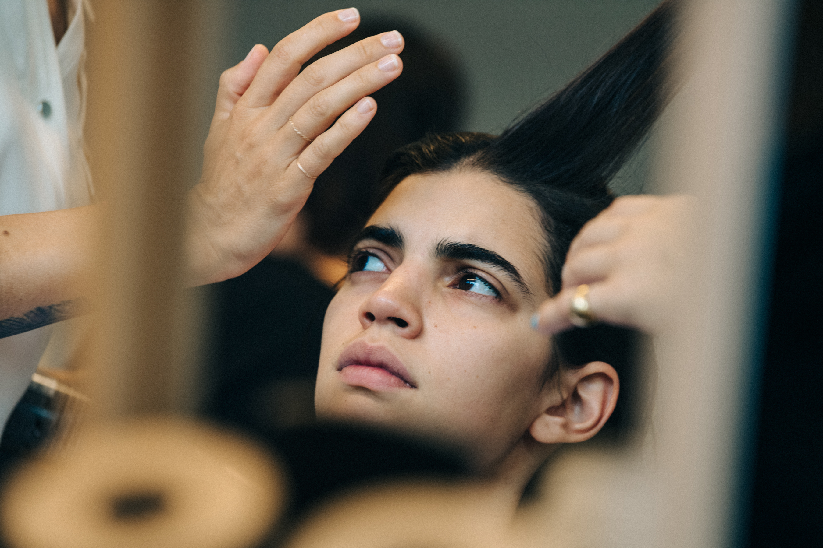 Irene Guarenas backstage at Mansur Gavriel