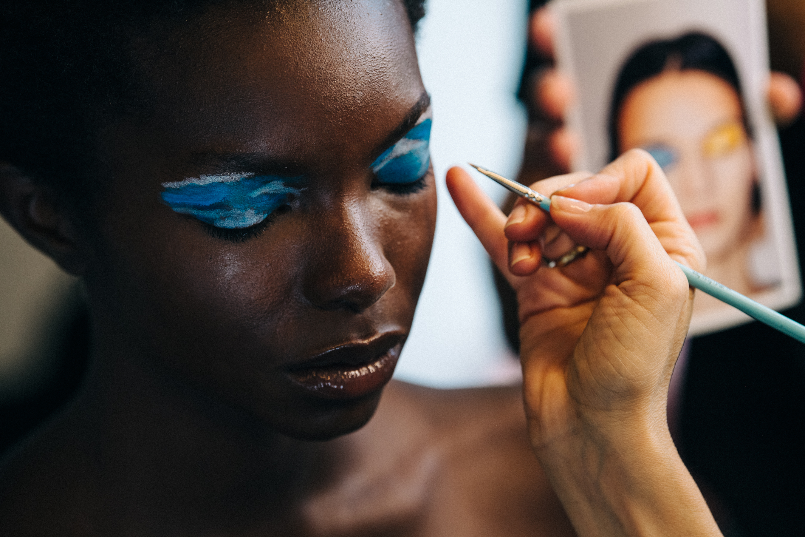 Vaquel Tyies backstage at Mansur Gavriel