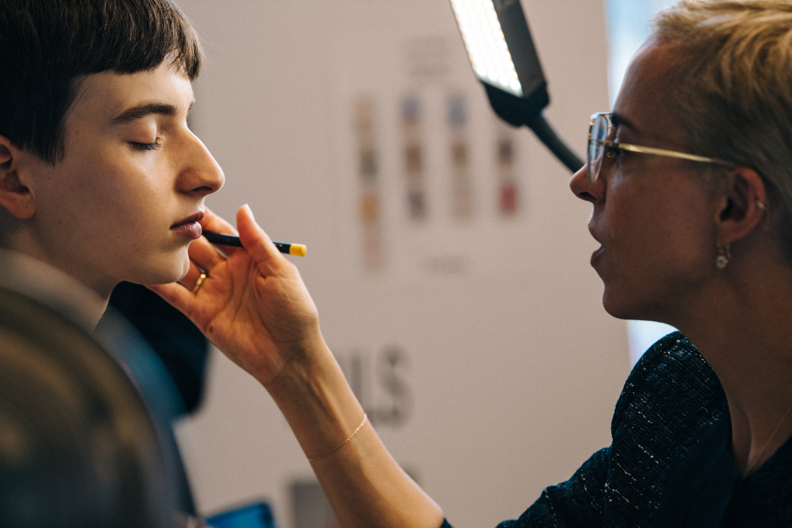 Maisie Dunlop backstage at Mansur Gavriel