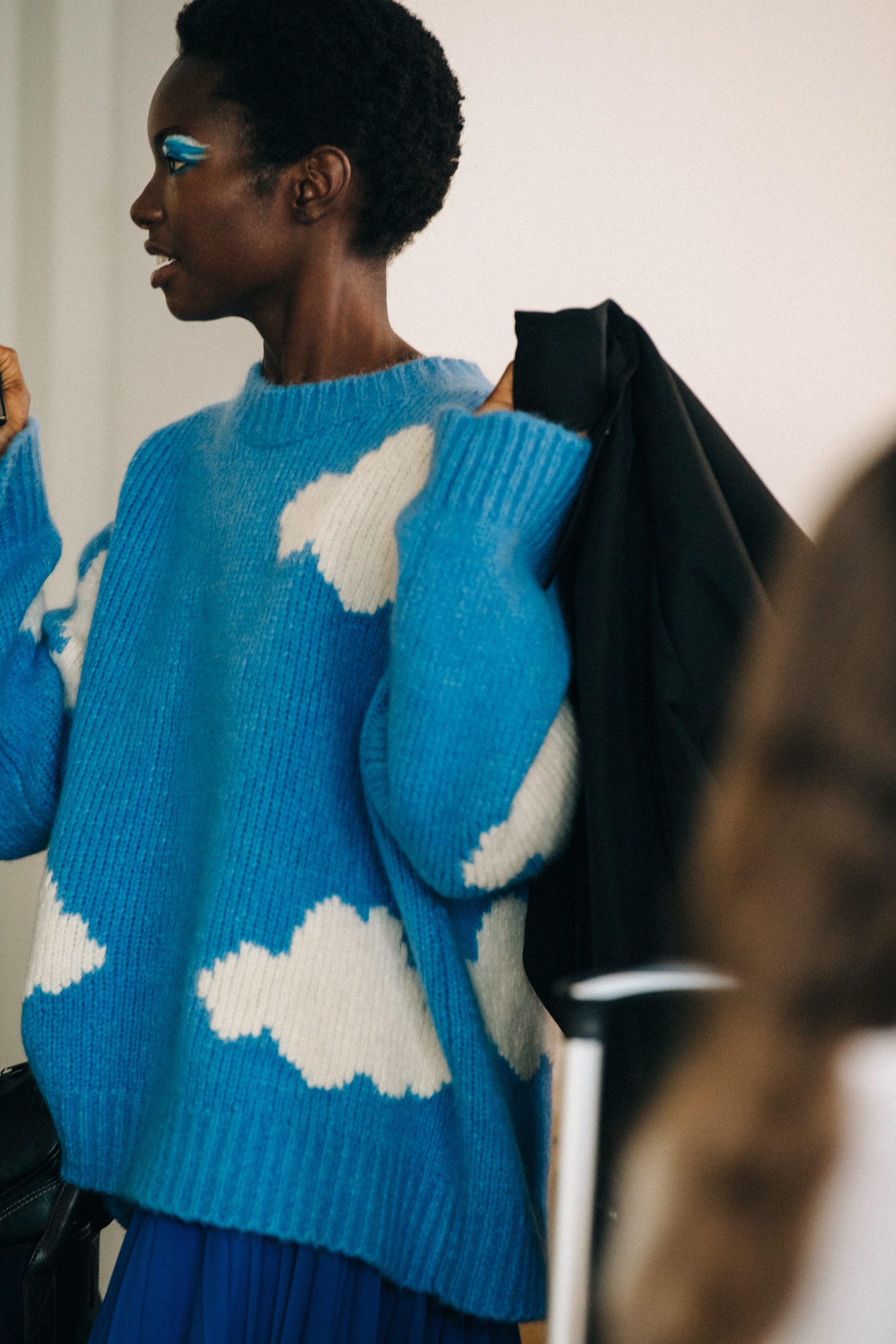 Vaquel Tyies backstage at Mansur Gavriel