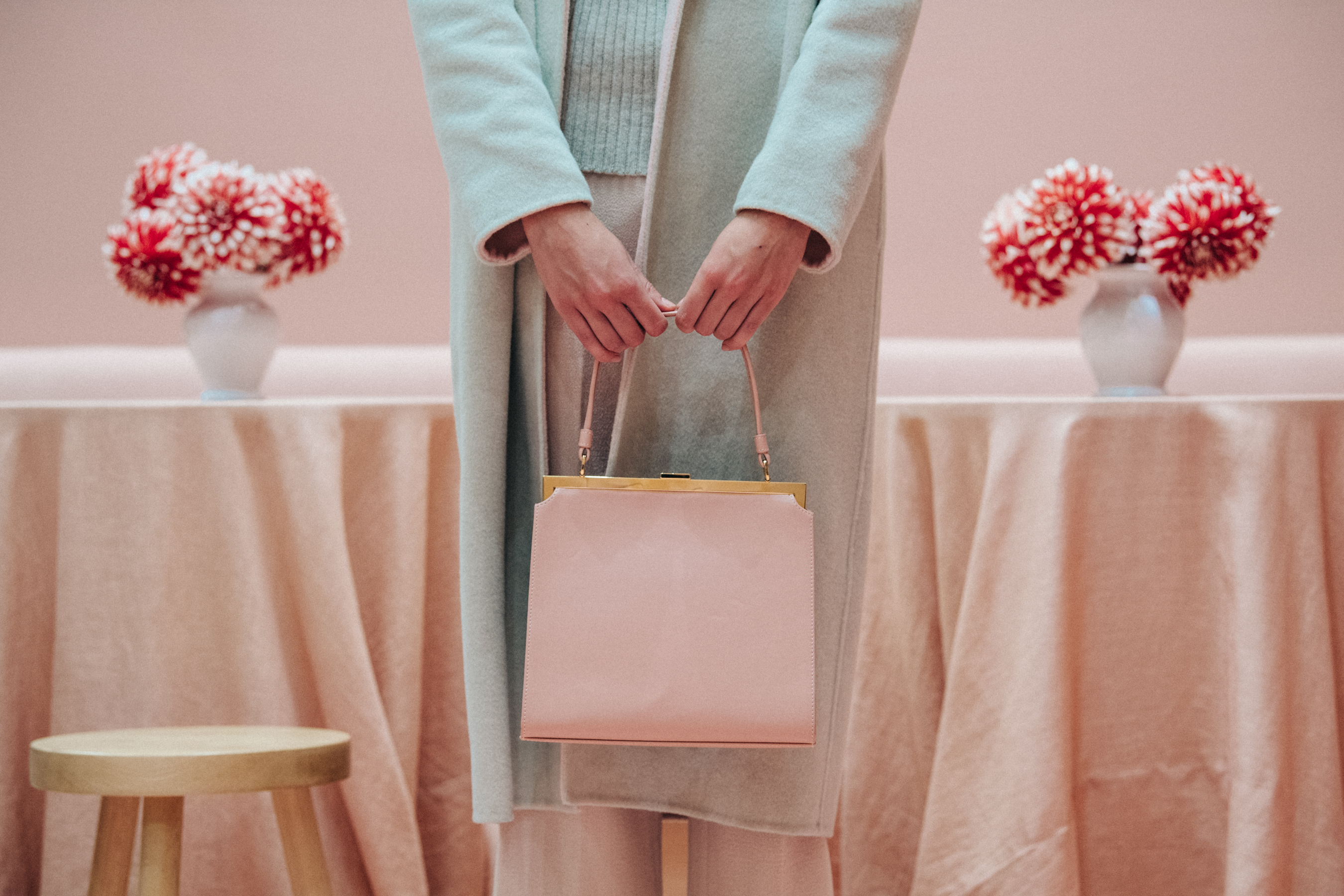 Caroline Reagan backstage at Mansur Gavriel