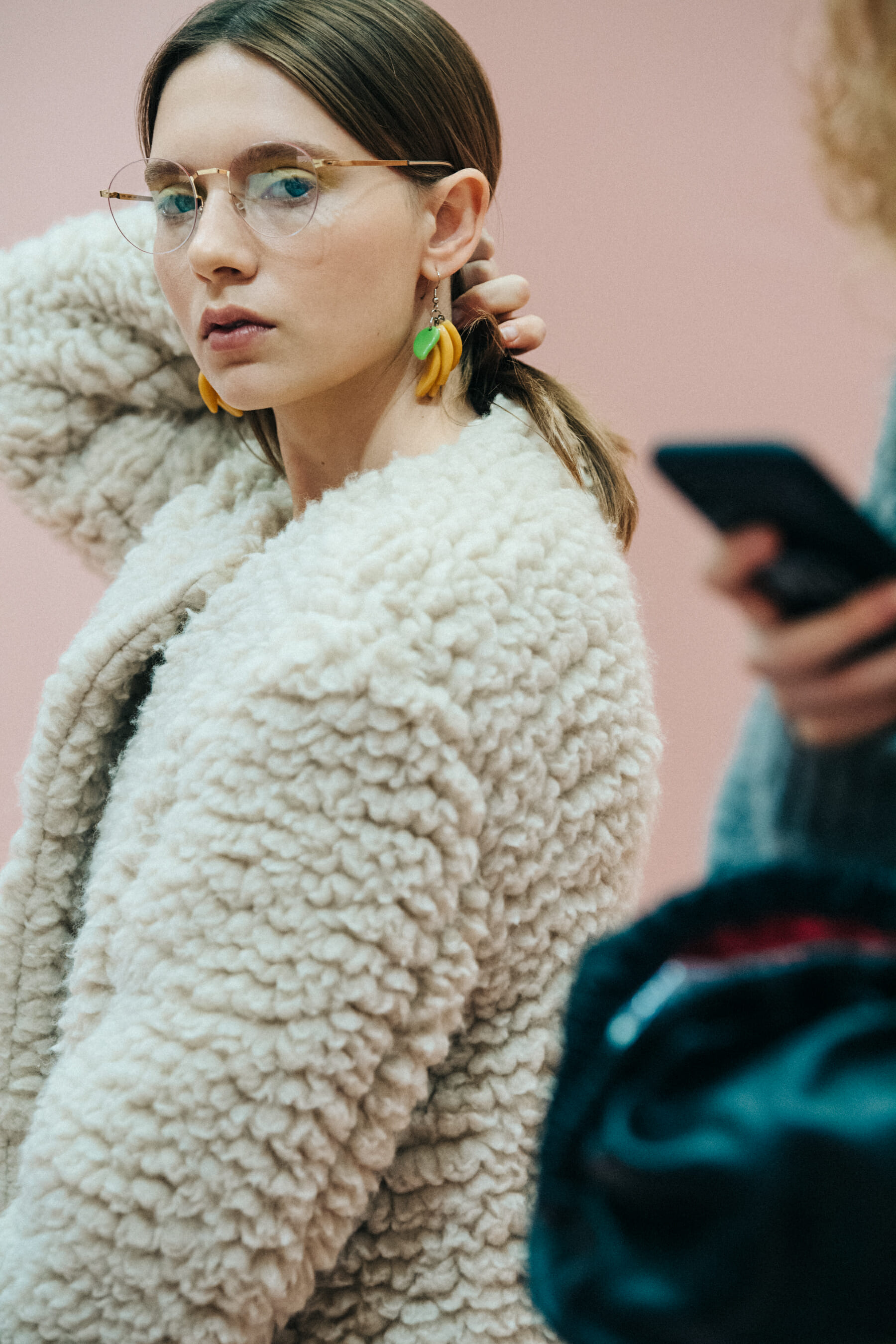 Sasha Frolova backstage at Mansur Gavriel