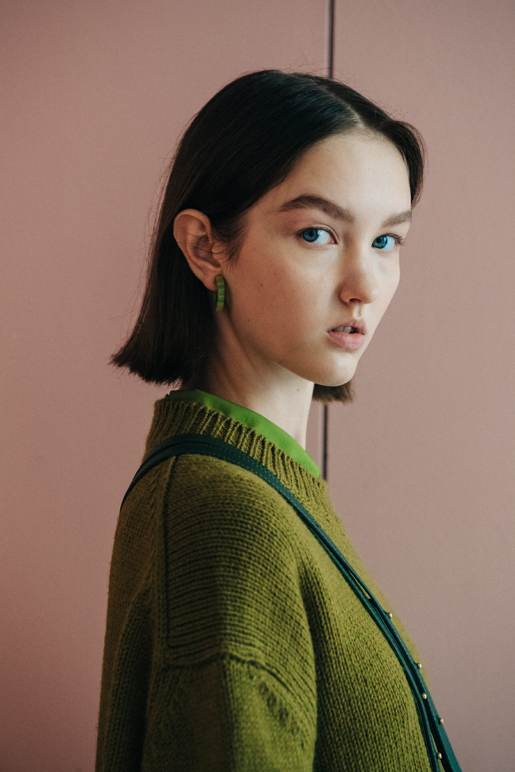 Nastya Cherkasova backstage at Mansur Gavriel